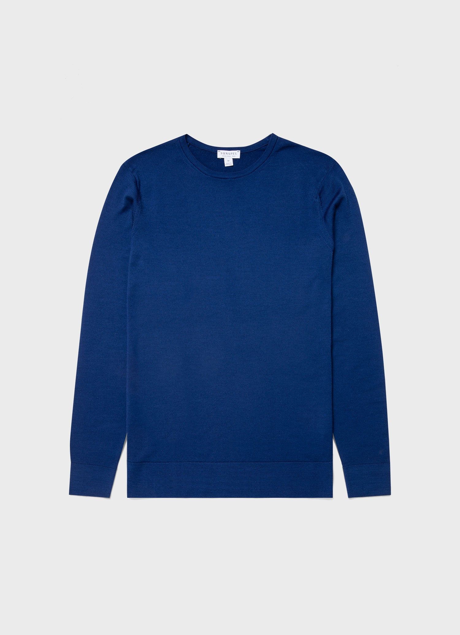 Men's Extra-Fine Merino Crew Neck in Space Blue sold by Sunspel