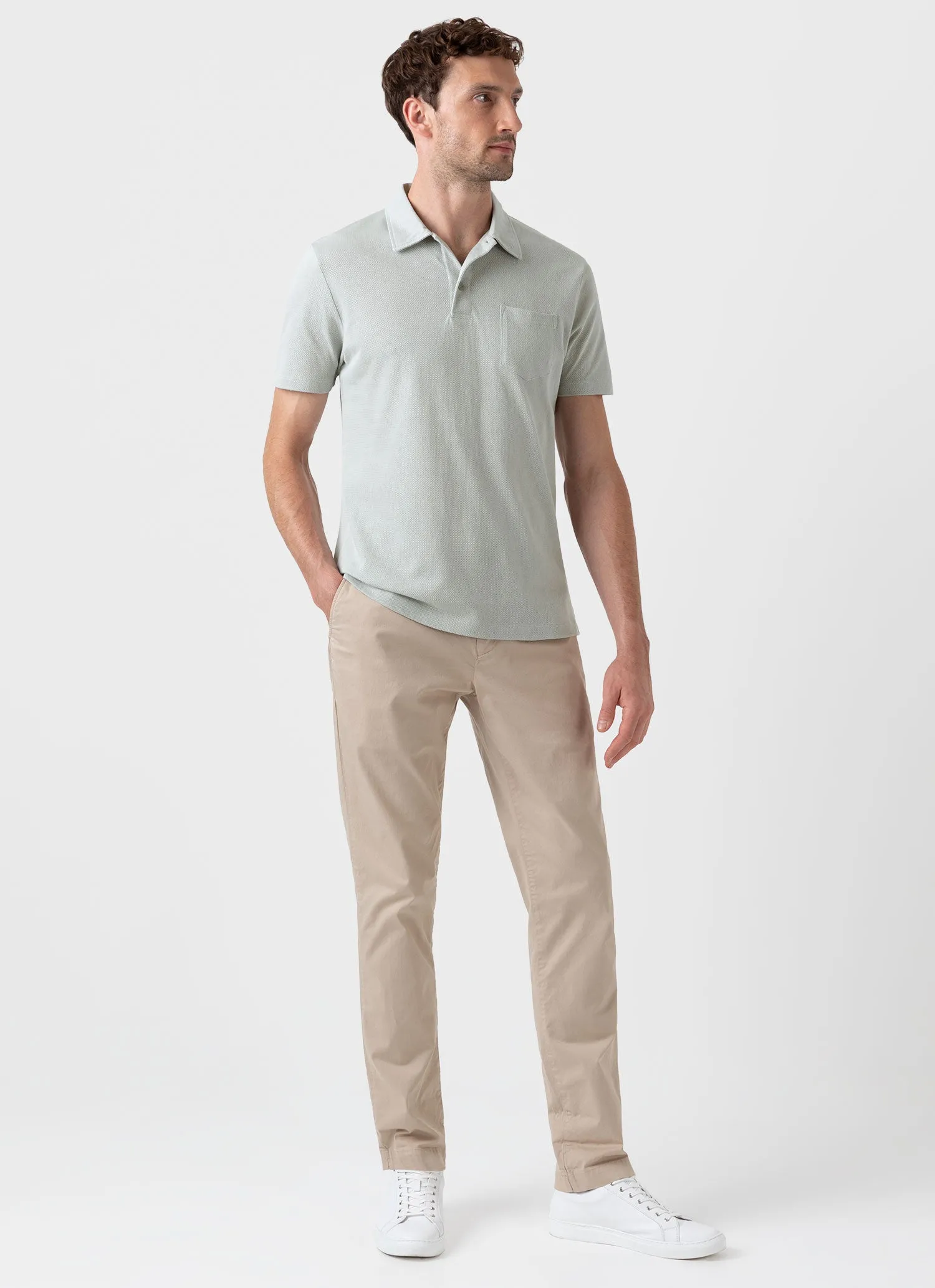 Men's Riviera Polo Shirt in Laurel sold by Sunspel product image thumbnail 3