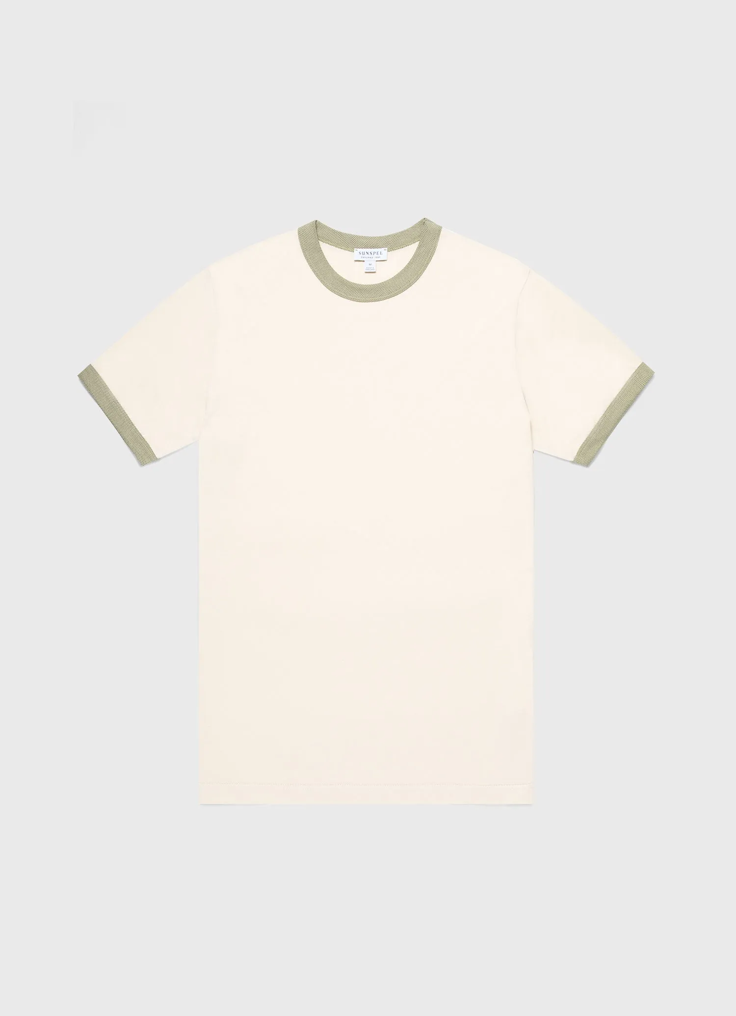 Men's Classic Ringer T-shirt in Pale Khaki sold by Sunspel