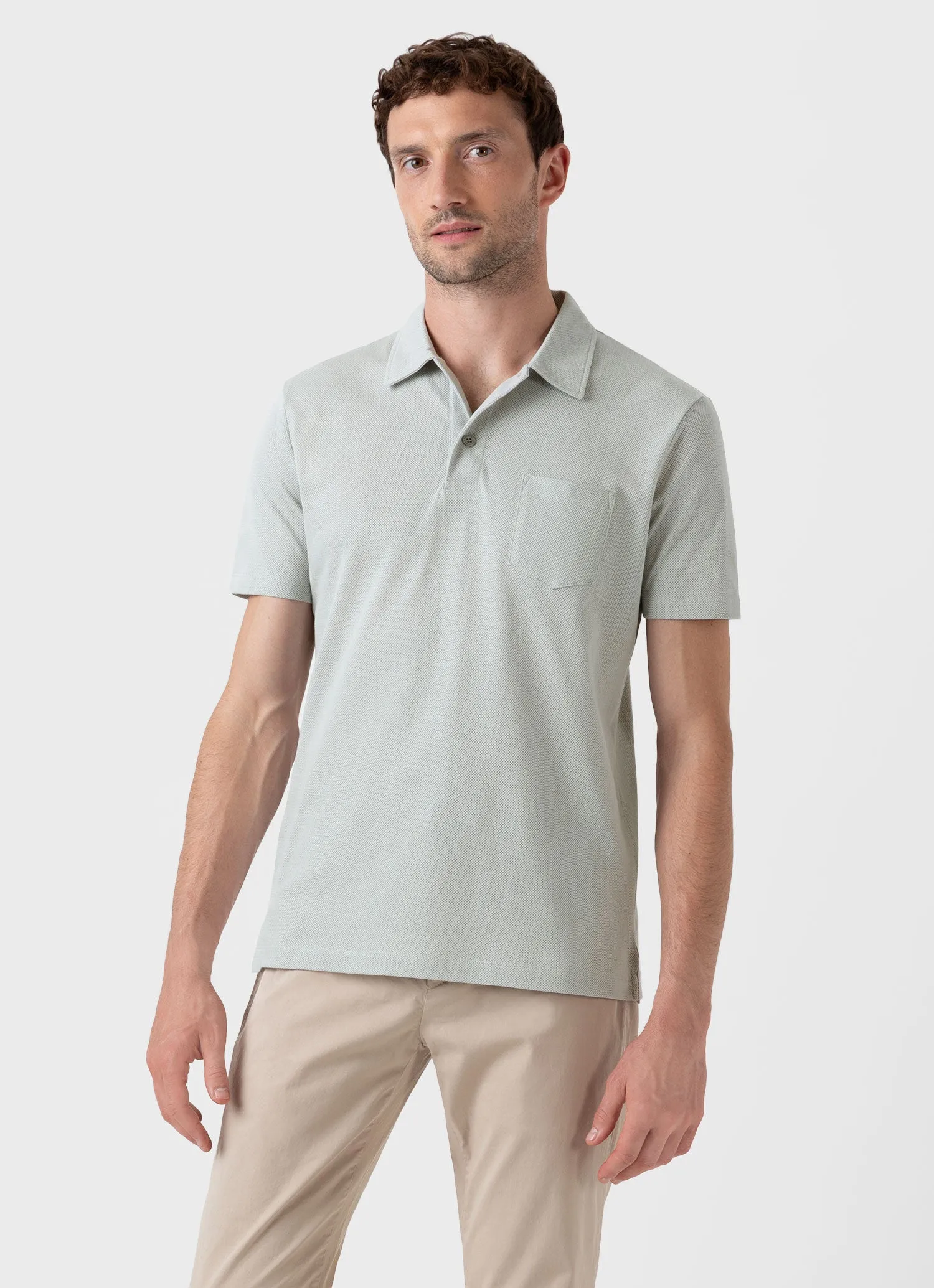 Men's Riviera Polo Shirt in Laurel sold by Sunspel product image thumbnail 2