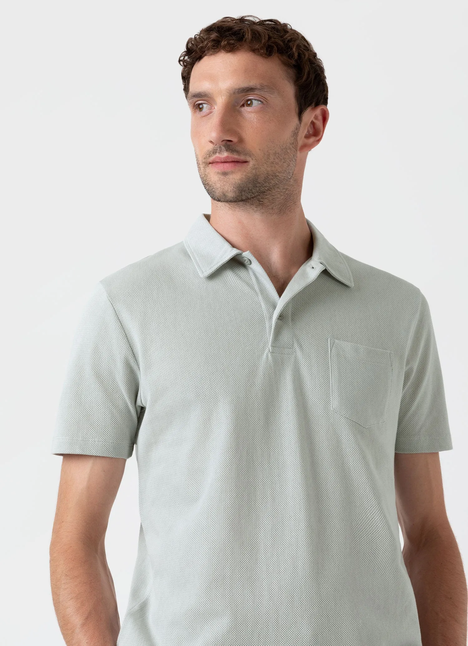 Men's Riviera Polo Shirt in Laurel sold by Sunspel product image thumbnail 5
