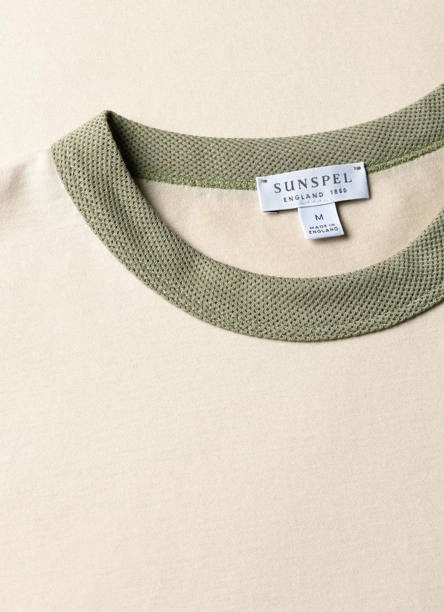 Men's Classic Ringer T-shirt in Pale Khaki sold by Sunspel product image thumbnail 4