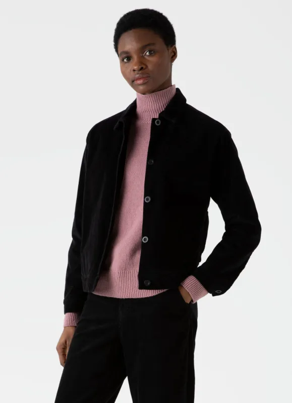 Women's Corduroy Boxy Jacket in Black made by Sunspel
