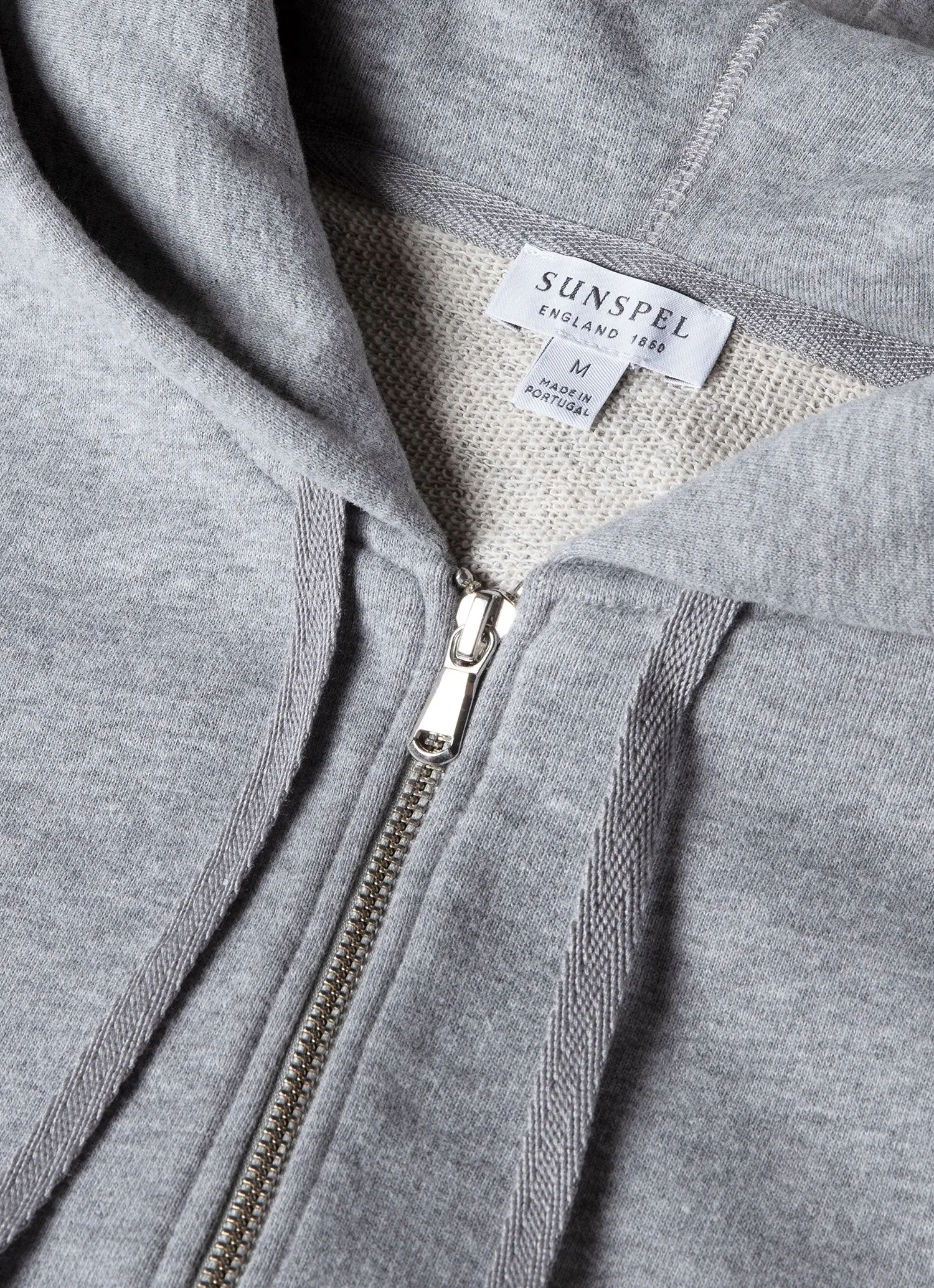 Men's Loopback Zip Hoodie in Grey Melange sold by Sunspel product image thumbnail 4
