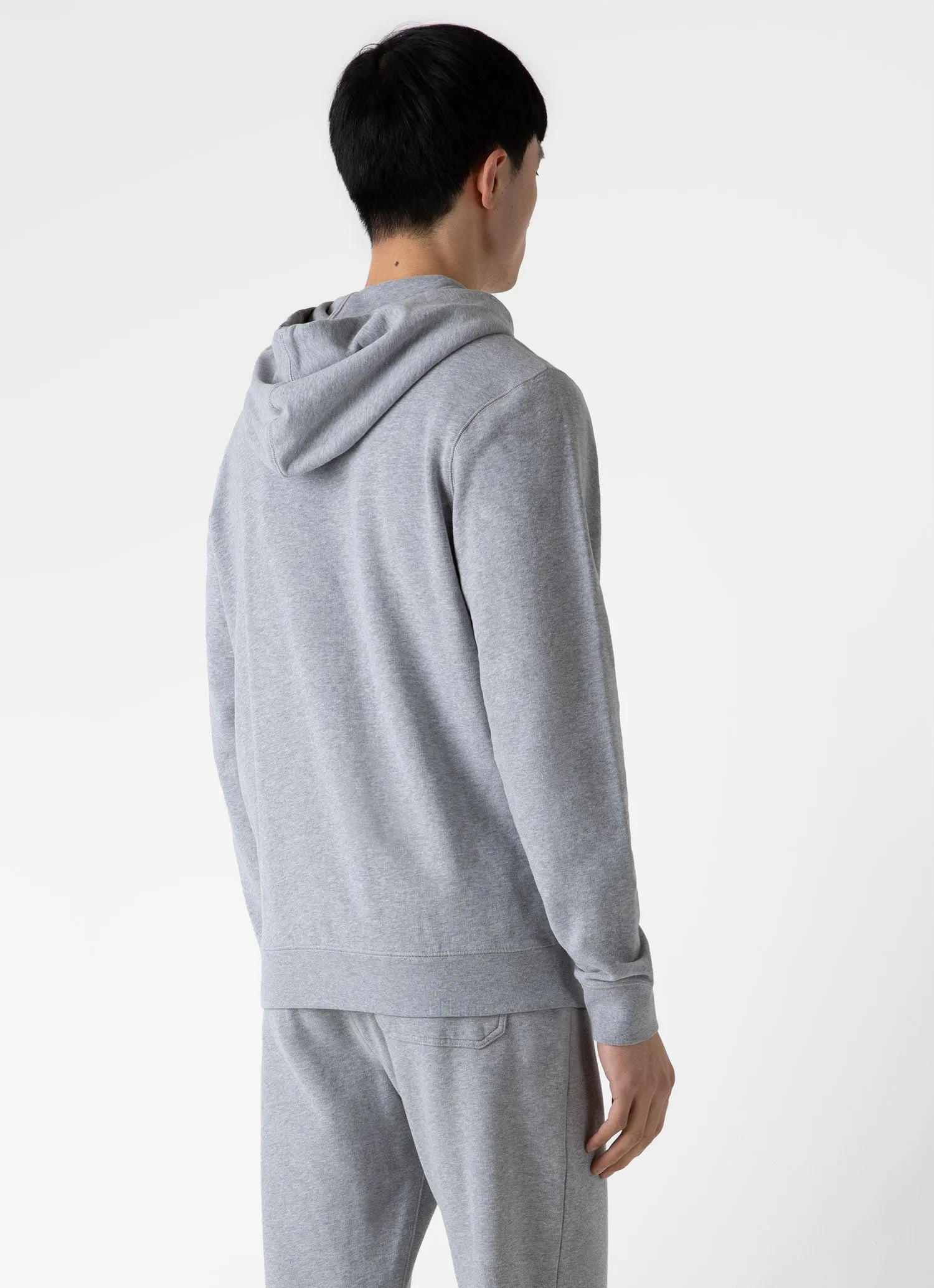 Men's Loopback Zip Hoodie in Grey Melange sold by Sunspel product image thumbnail 5