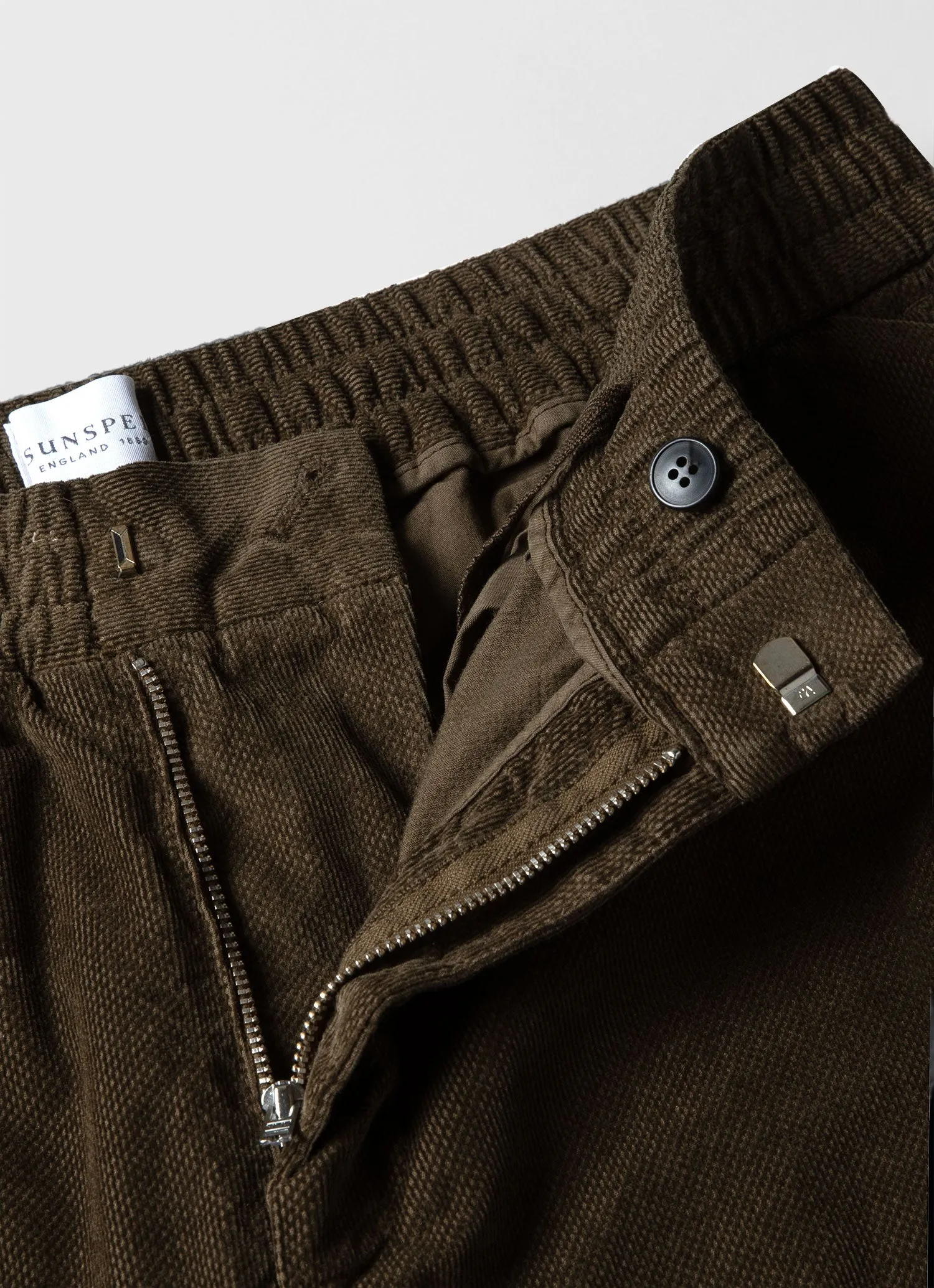 Men's Cellular Cord Drawstring Trouser in Dark Olive sold by Sunspel product image thumbnail 4