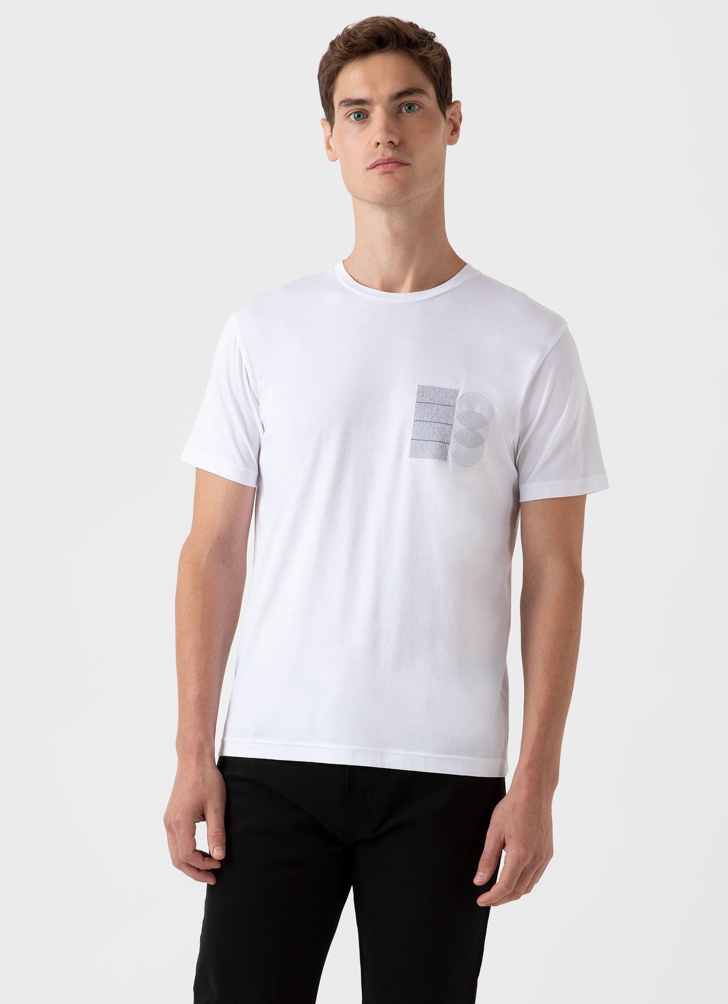 Men's Craig Ward Embroidered T-shirt in White sold by Sunspel product image thumbnail 2