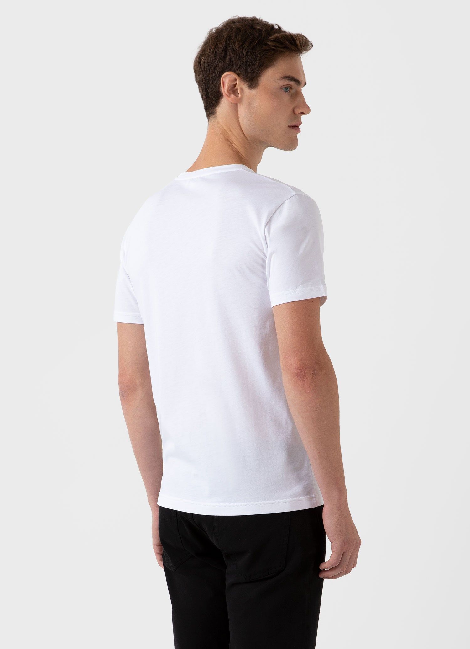 Men's Craig Ward Embroidered T-shirt in White sold by Sunspel product image thumbnail 4
