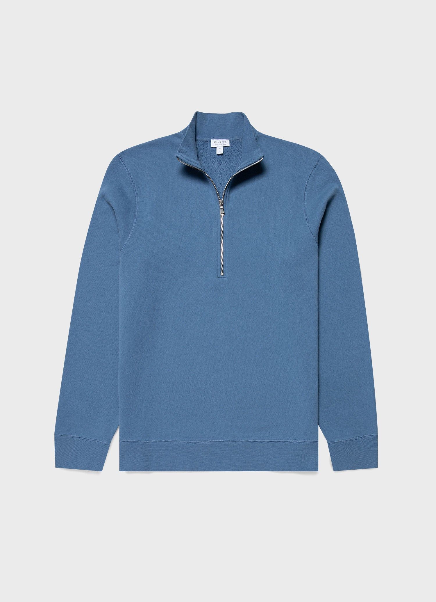 Men's Half Zip Loopback Sweatshirt in Bluestone sold by Sunspel