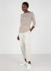 Women's Boat Neck T-shirt in Dark Tan/White English Stripe sold by Sunspel