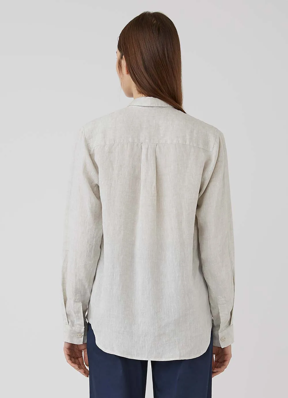 Women's Linen Shirt in Oatmeal Melange sold by Sunspel product image thumbnail 4