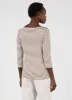 Women's Boat Neck T-shirt in Dark Tan/White English Stripe sold by Sunspel