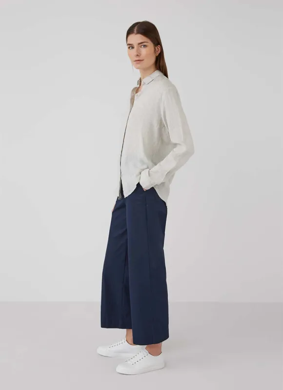 Women's Linen Shirt in Oatmeal Melange sold by Sunspel