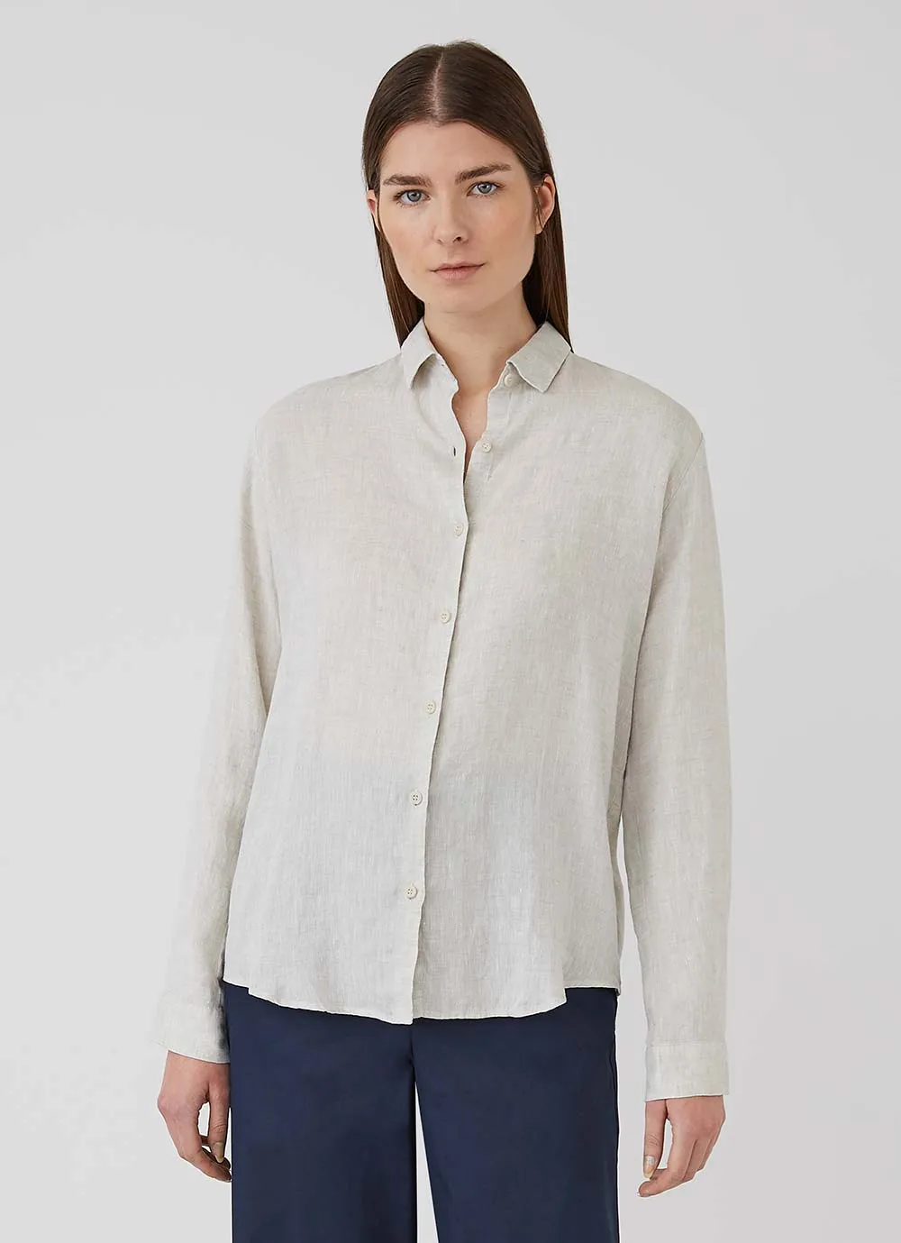 Women's Linen Shirt in Oatmeal Melange sold by Sunspel product image thumbnail 3