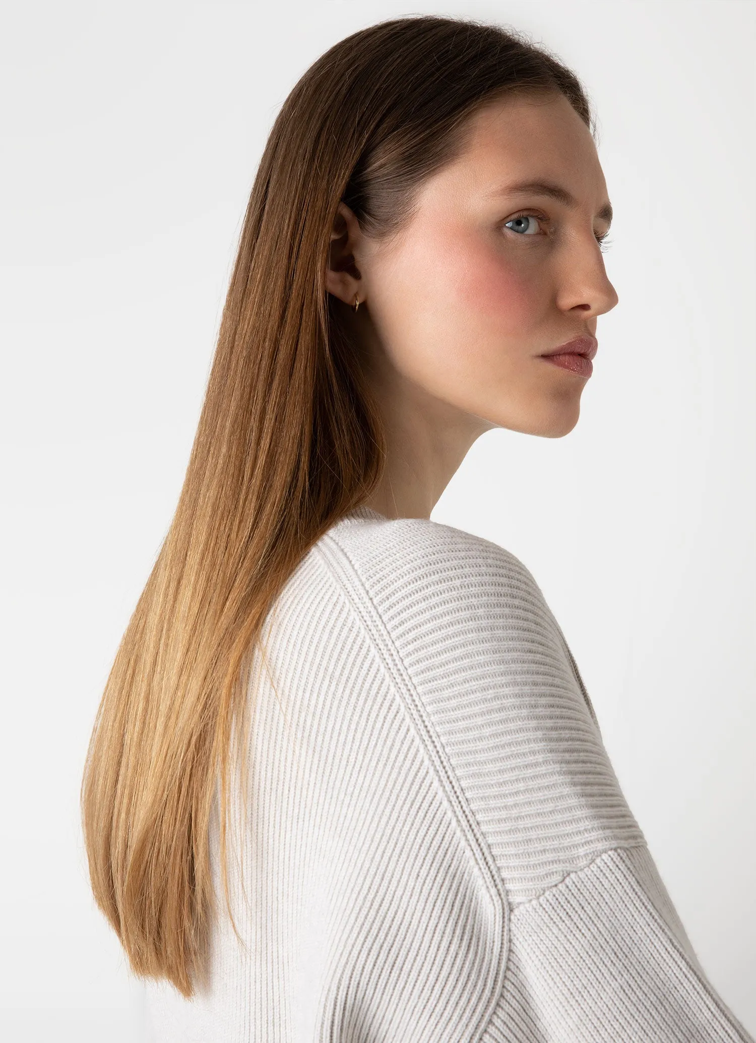 Women's Ribbed Crew Neck Jumper in Ecru sold by Sunspel product image thumbnail 2