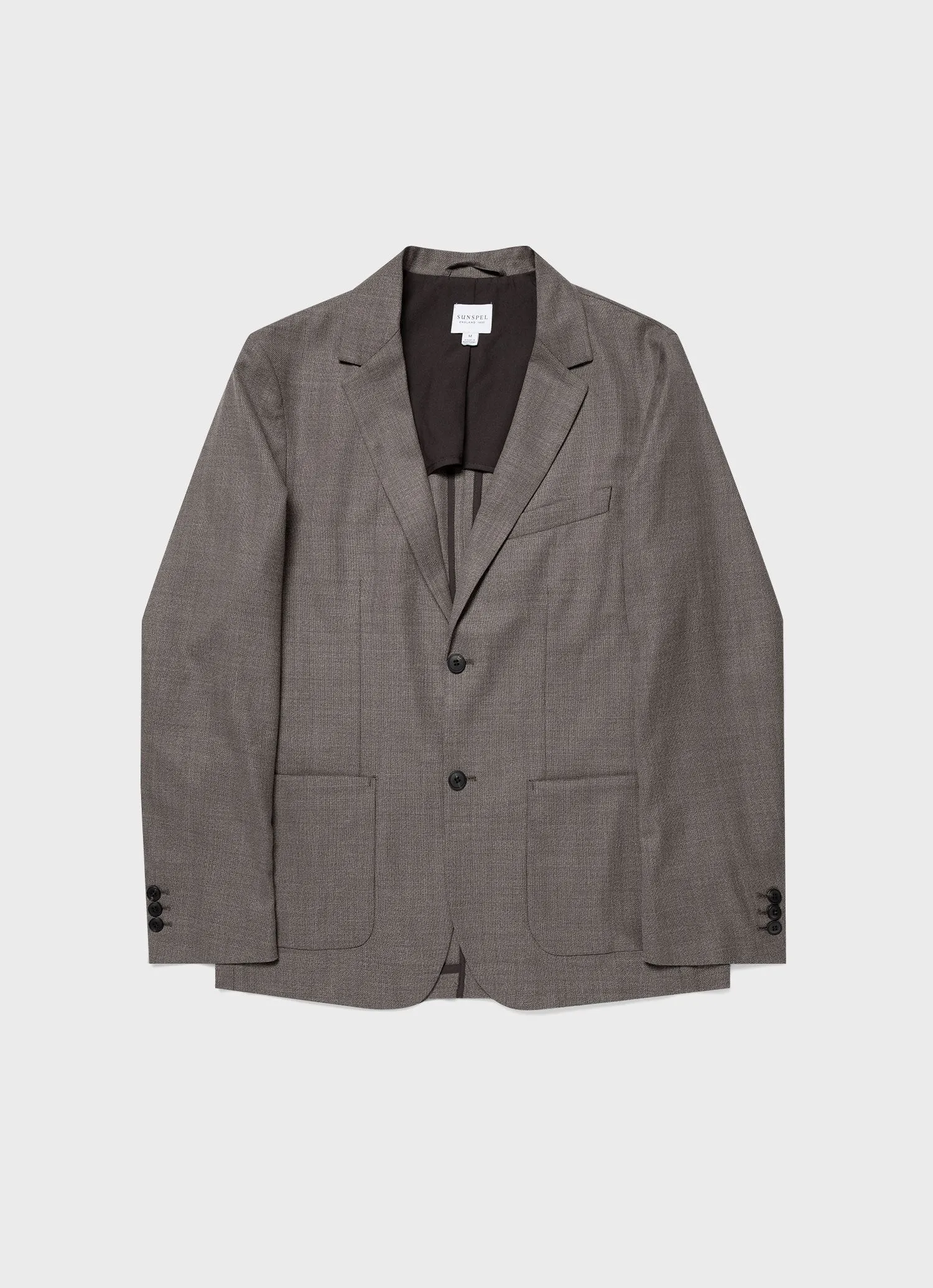 Men's Travel Wool Two-Piece Suit in Dark Stone Melange sold by Sunspel product image thumbnail 3