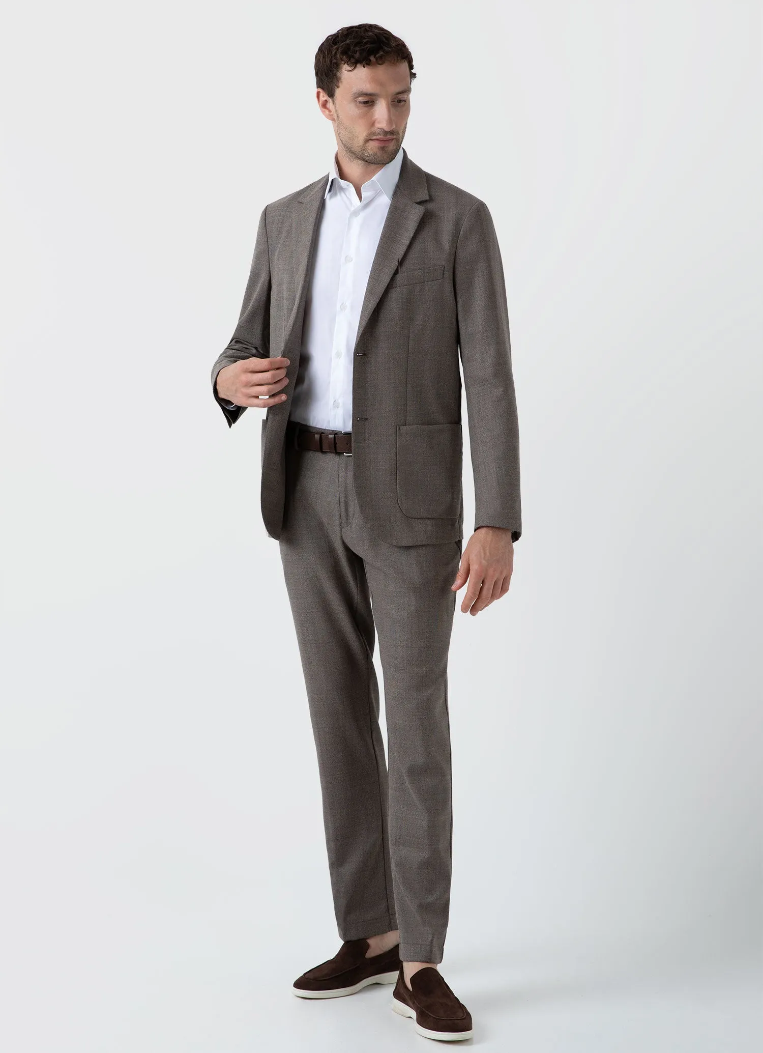 Men's Travel Wool Two-Piece Suit in Dark Stone Melange sold by Sunspel product image thumbnail 2