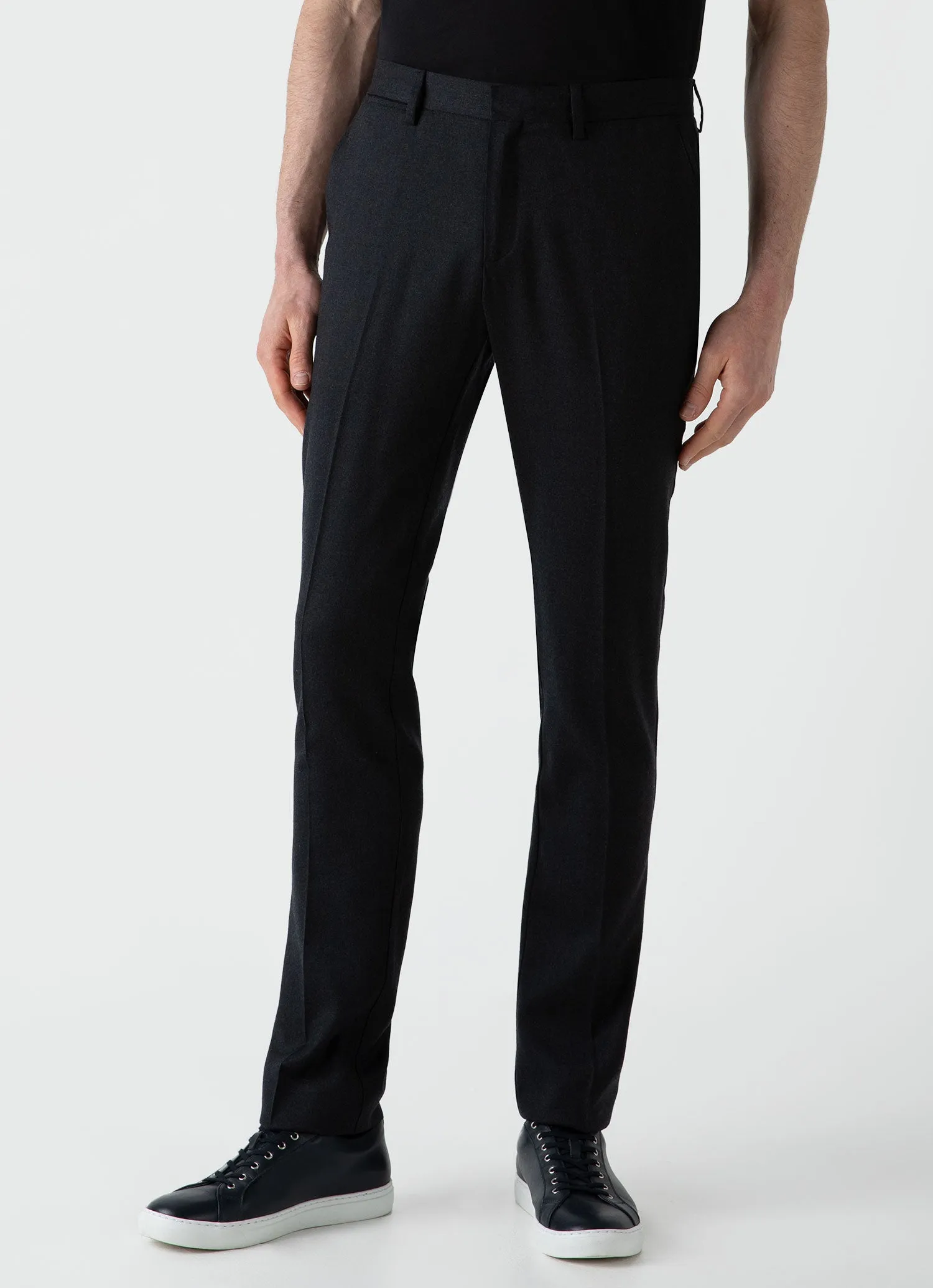 Men's Wool Trouser in Charcoal Melange sold by Sunspel product image thumbnail 3