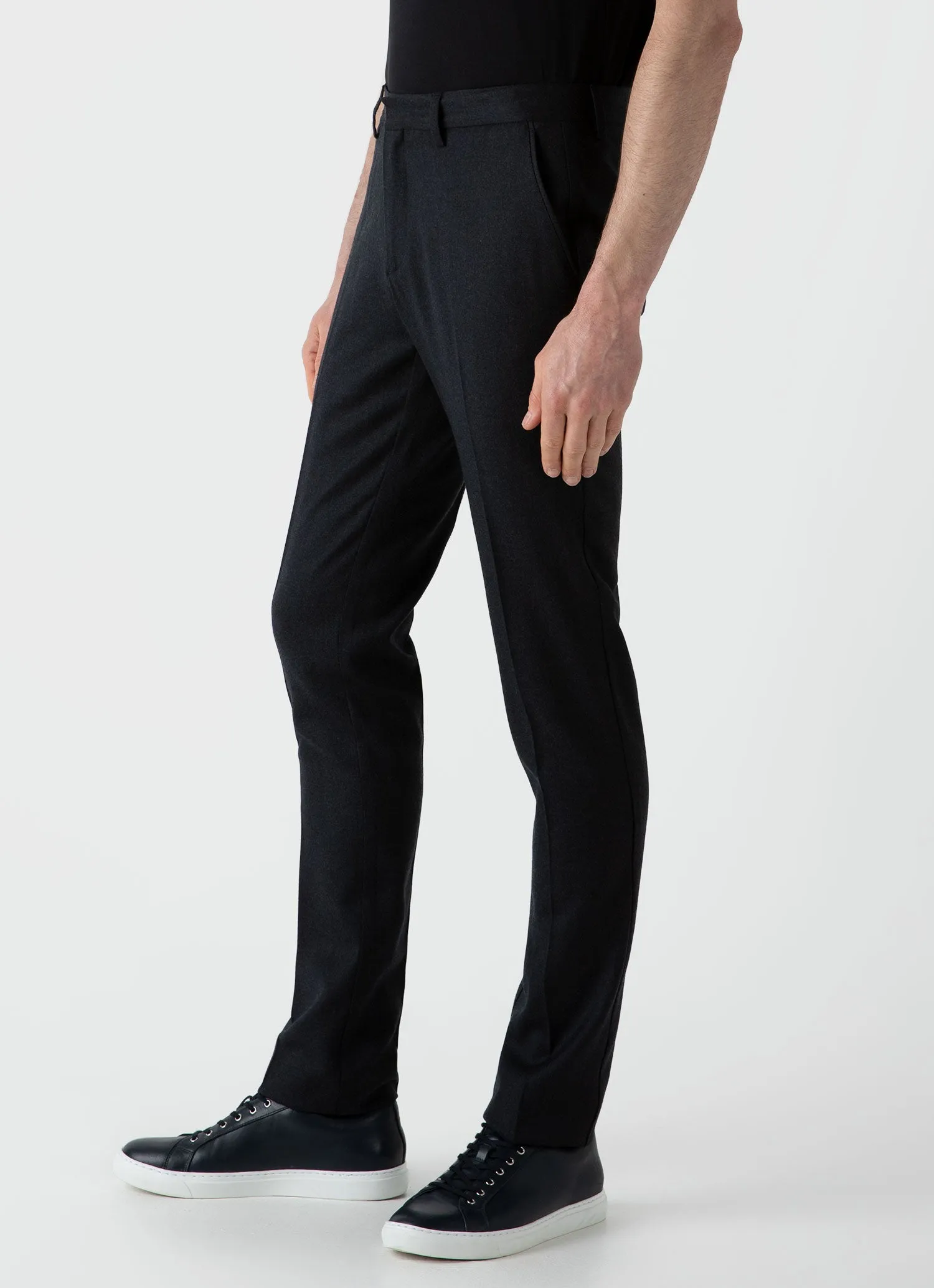 Men's Wool Trouser in Charcoal Melange sold by Sunspel product image thumbnail 5