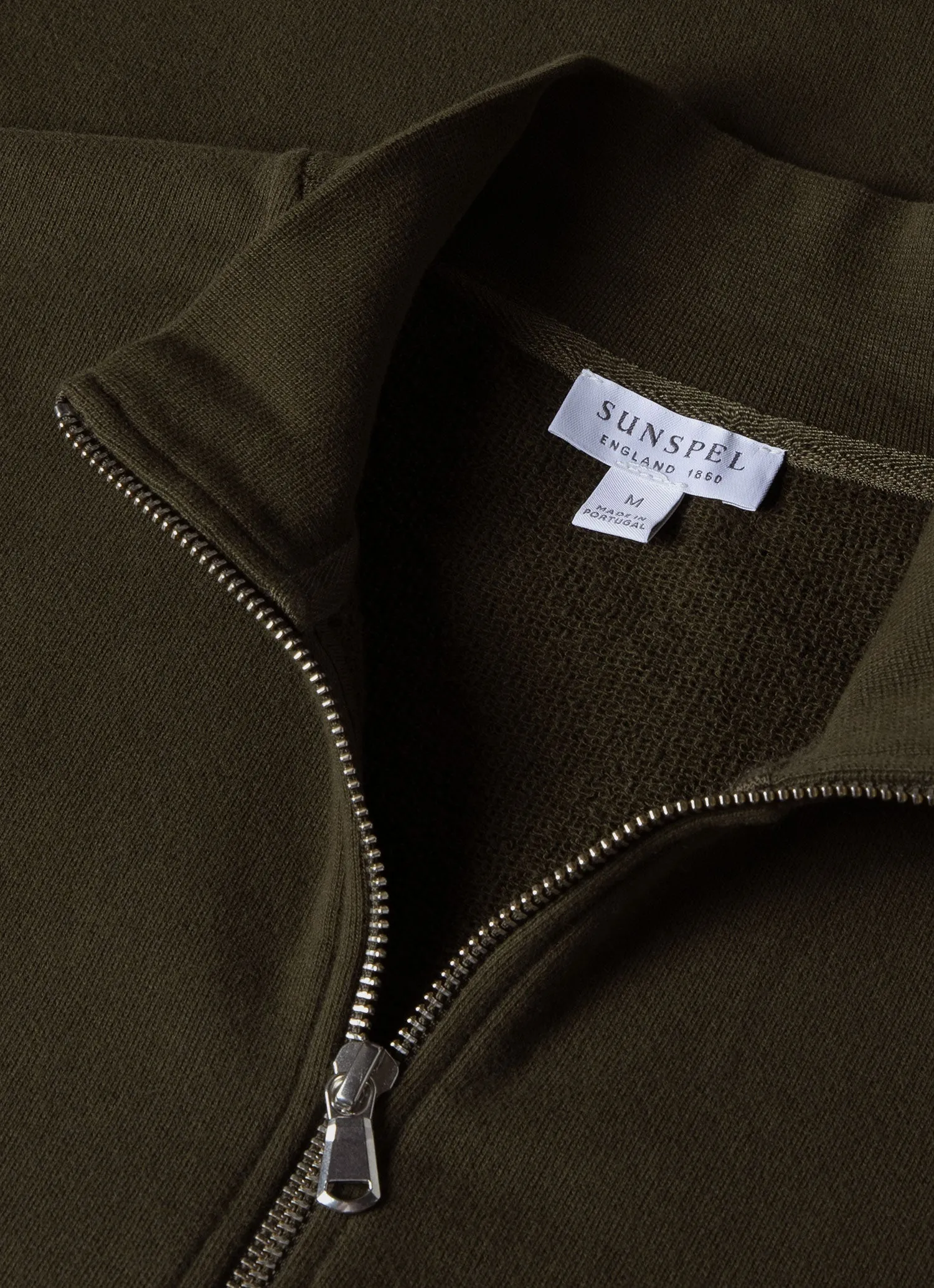 Men's Half Zip Loopback Sweatshirt in Dark Olive sold by Sunspel product image thumbnail 4