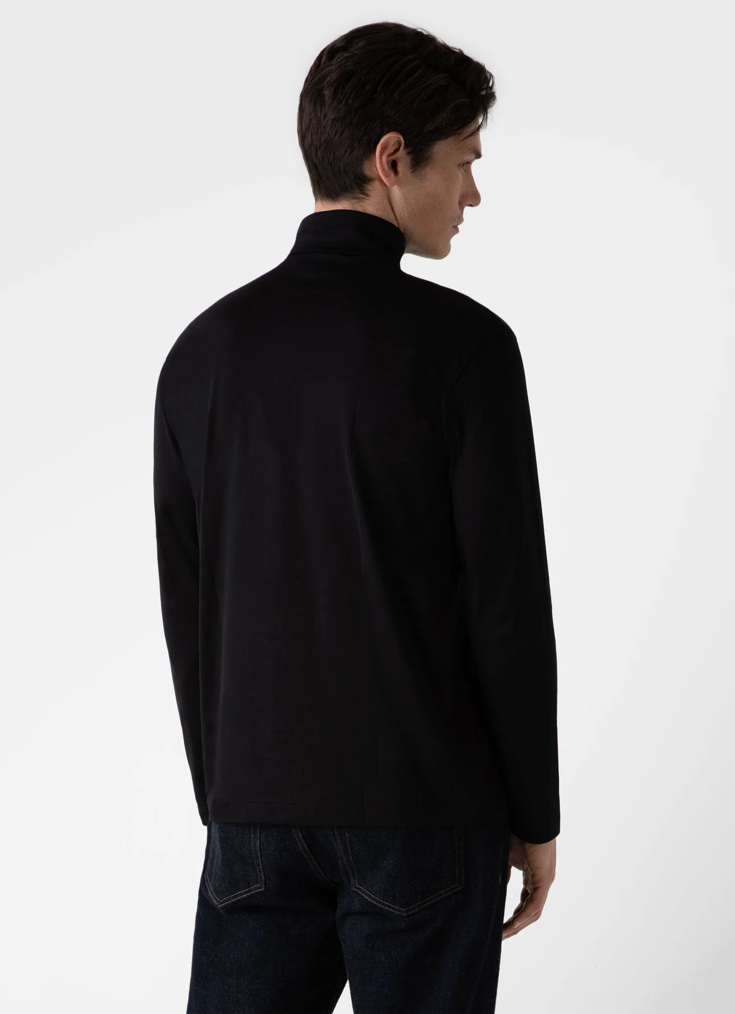 Men's Long Sleeve Roll Neck in Black sold by Sunspel product image thumbnail 5