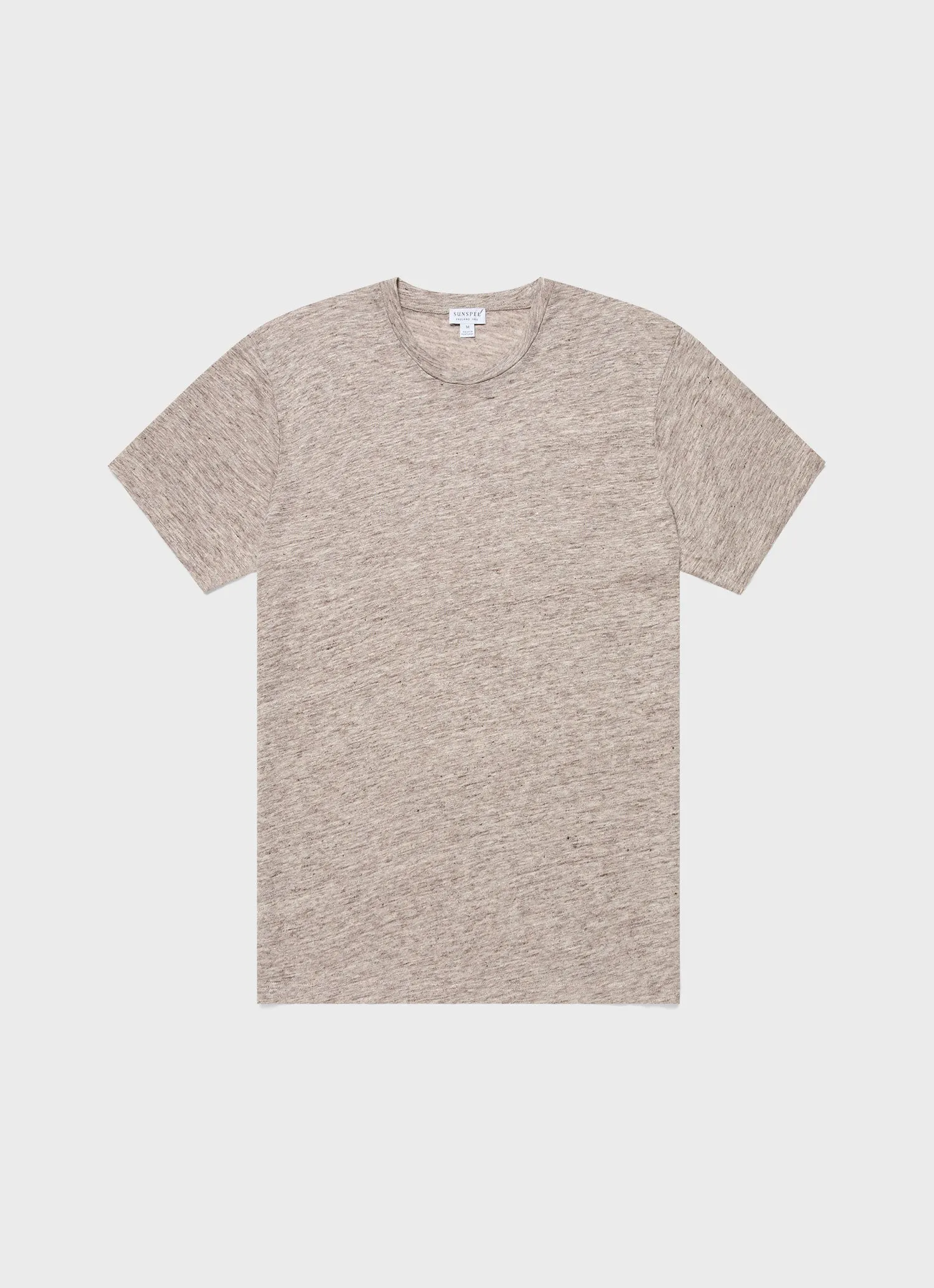 Men's Linen T-shirt in Oatmeal Melange sold by Sunspel