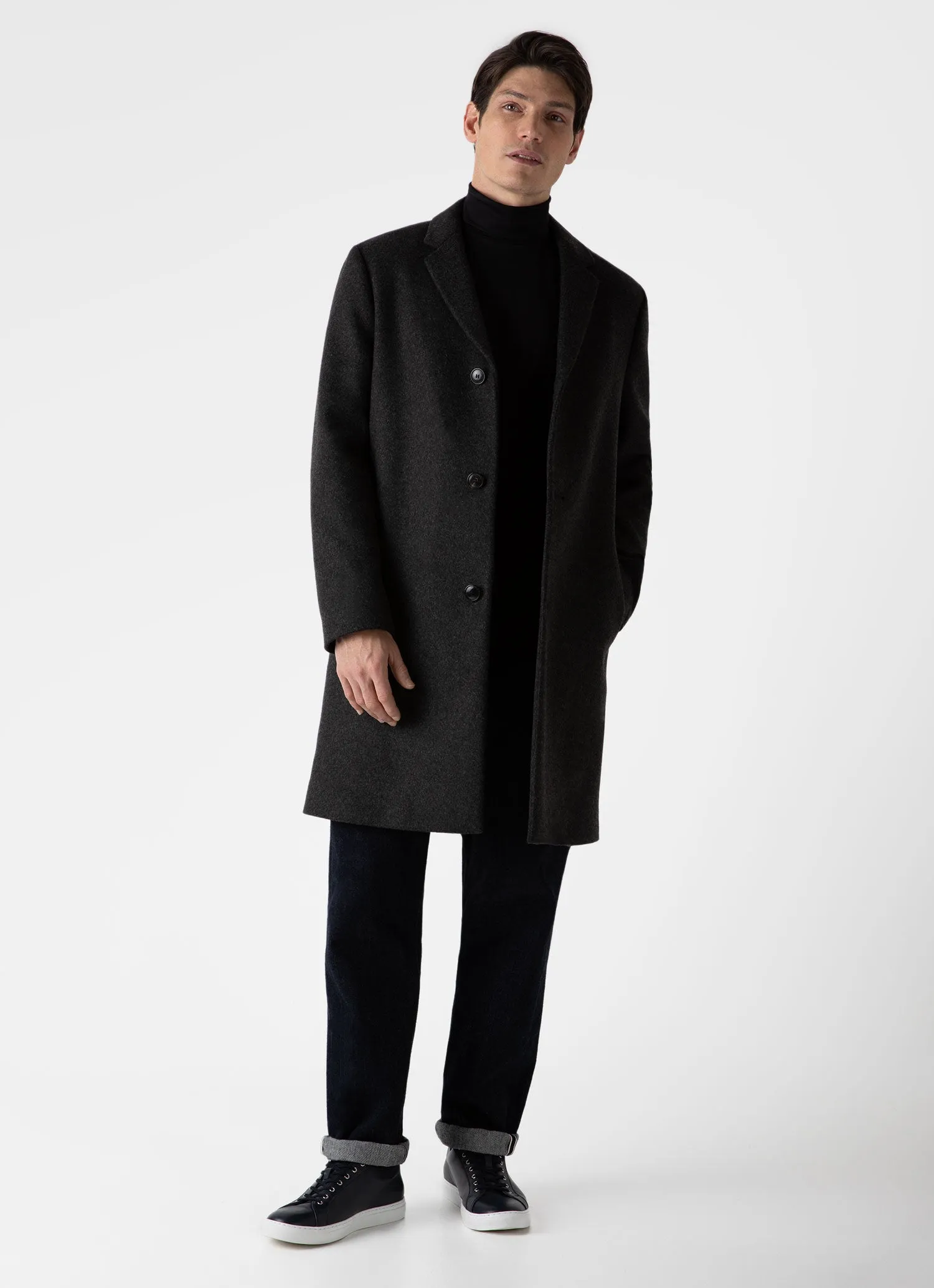 Men's Long Sleeve Roll Neck in Black sold by Sunspel product image thumbnail 3