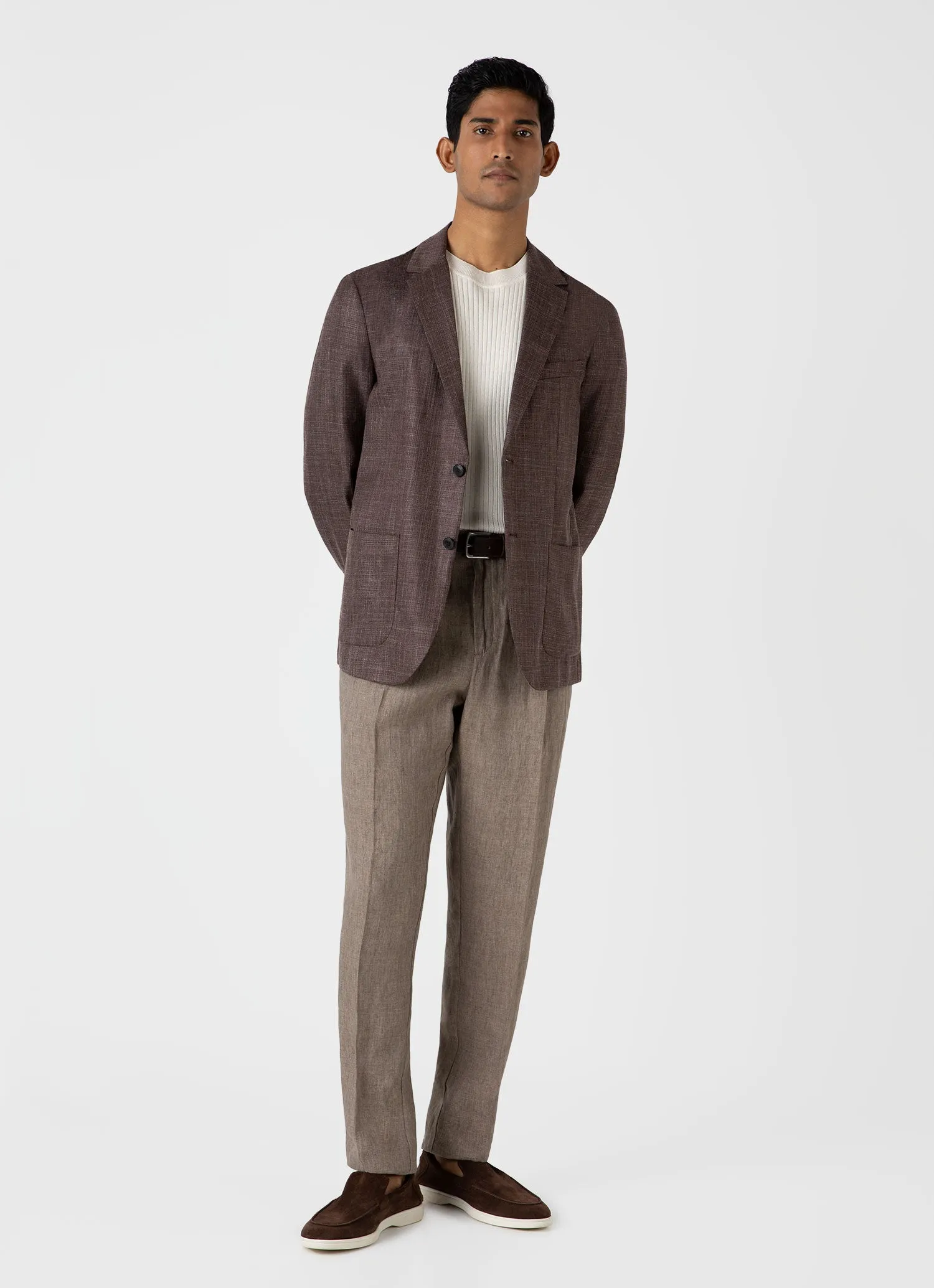 Men's Fine Rib Silk Cotton T-shirt in Ecru sold by Sunspel product image thumbnail 3