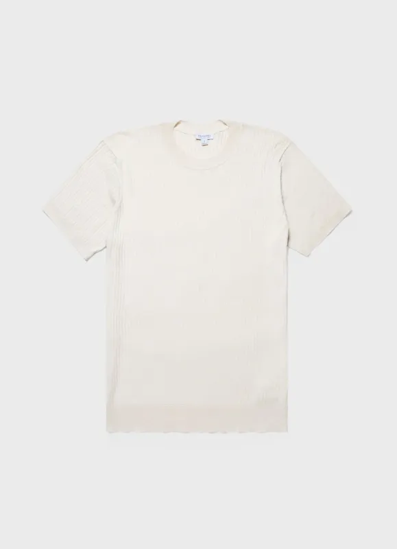 Men's Fine Rib Silk Cotton T-shirt in Ecru sold by Sunspel