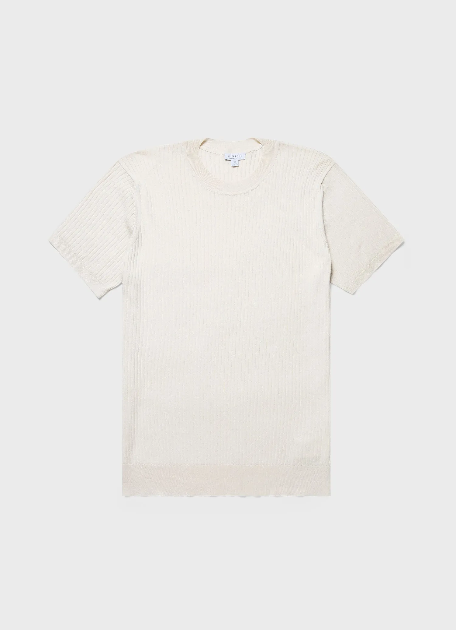 Men's Fine Rib Silk Cotton T-shirt in Ecru sold by Sunspel