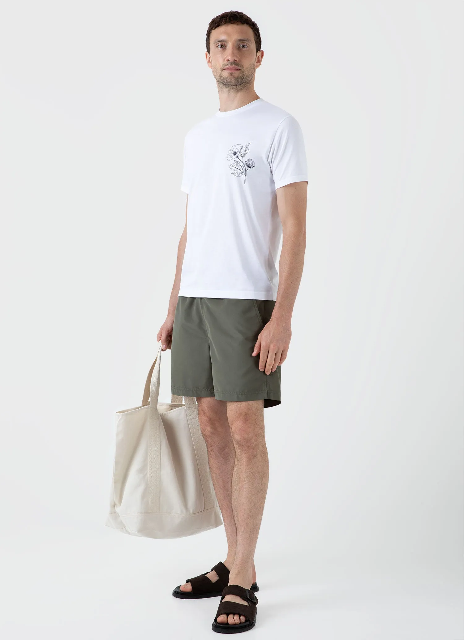 Men's Flower Print T-shirt in White sold by Sunspel product image thumbnail 3