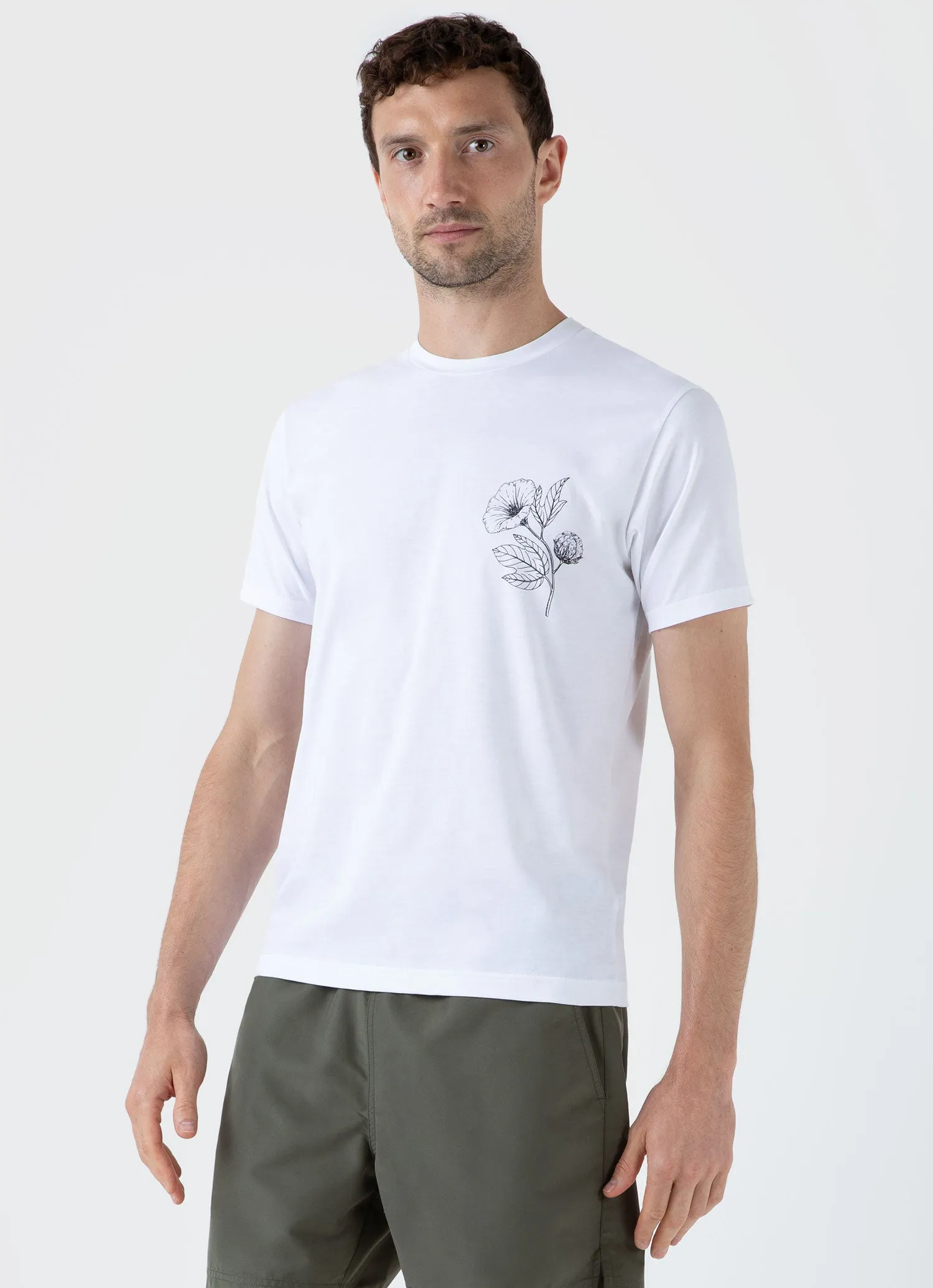 Men's Flower Print T-shirt in White sold by Sunspel product image thumbnail 2