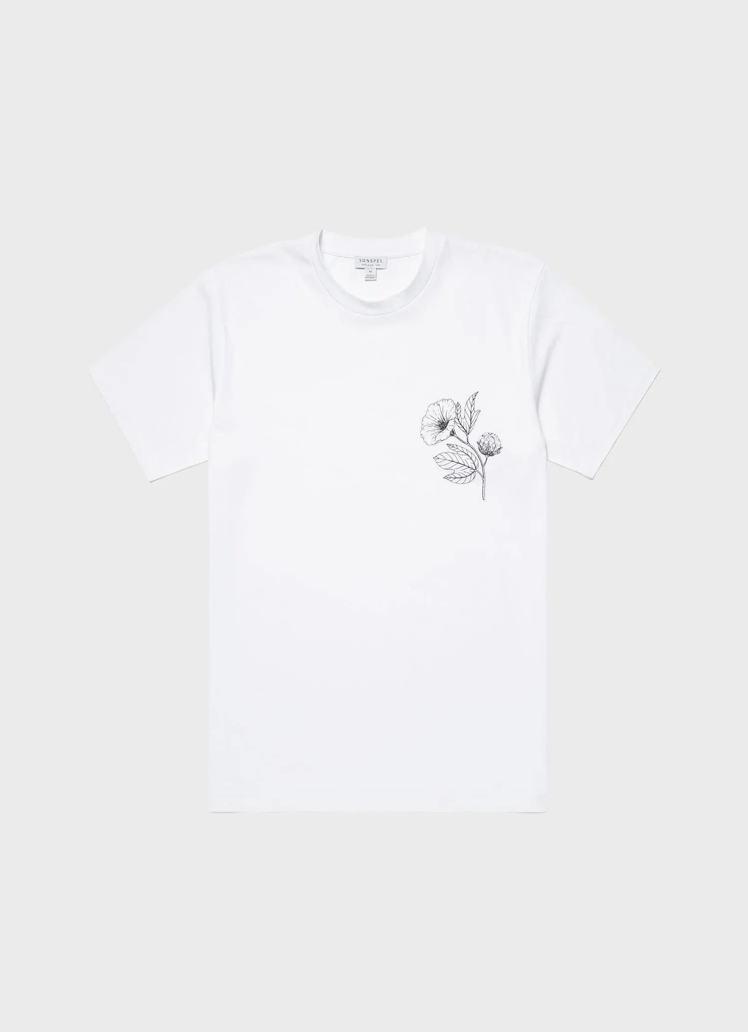 Men's Flower Print T-shirt in White sold by Sunspel