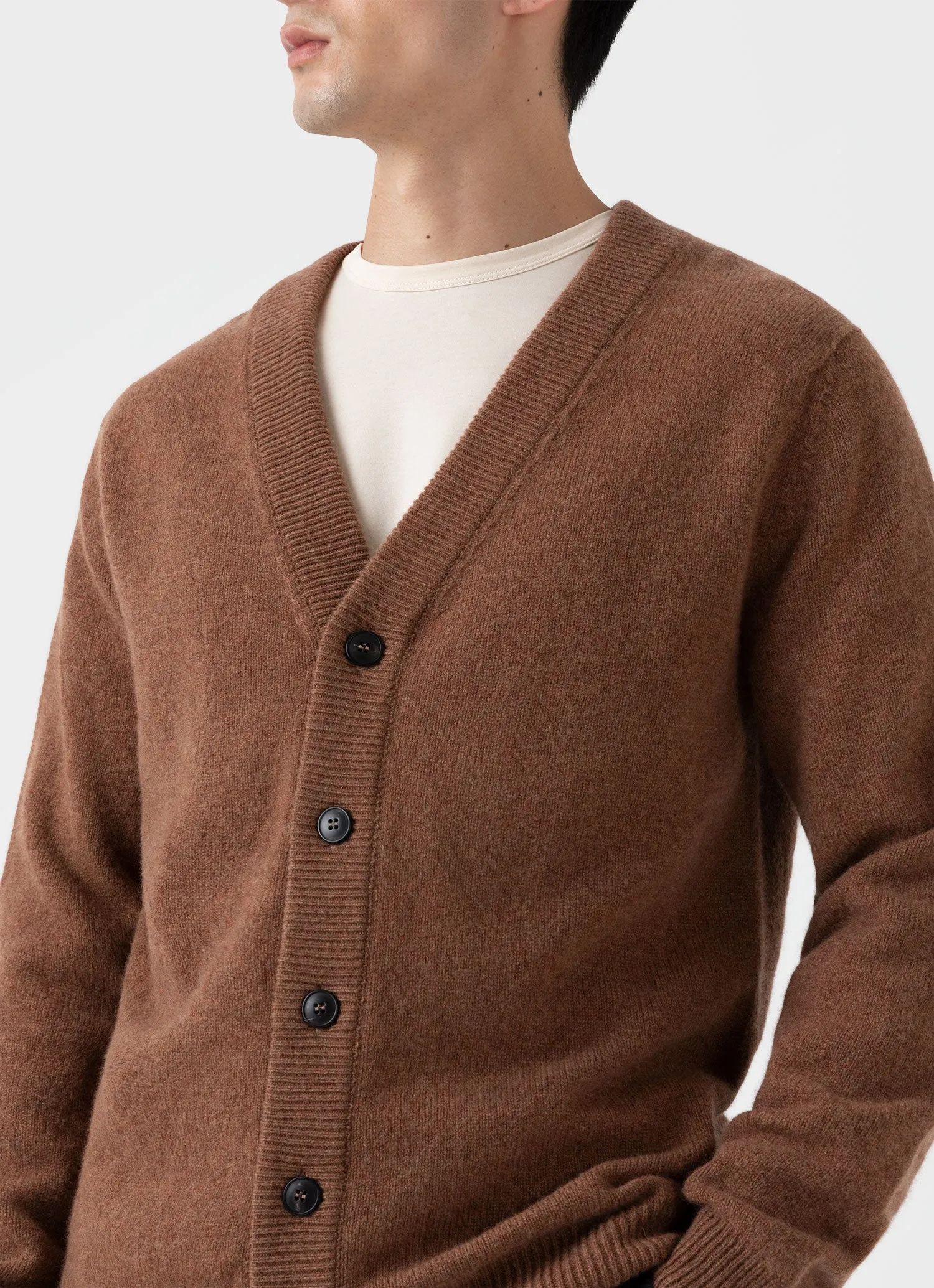 Men's Lambswool Cardigan in Pecan sold by Sunspel product image thumbnail 5