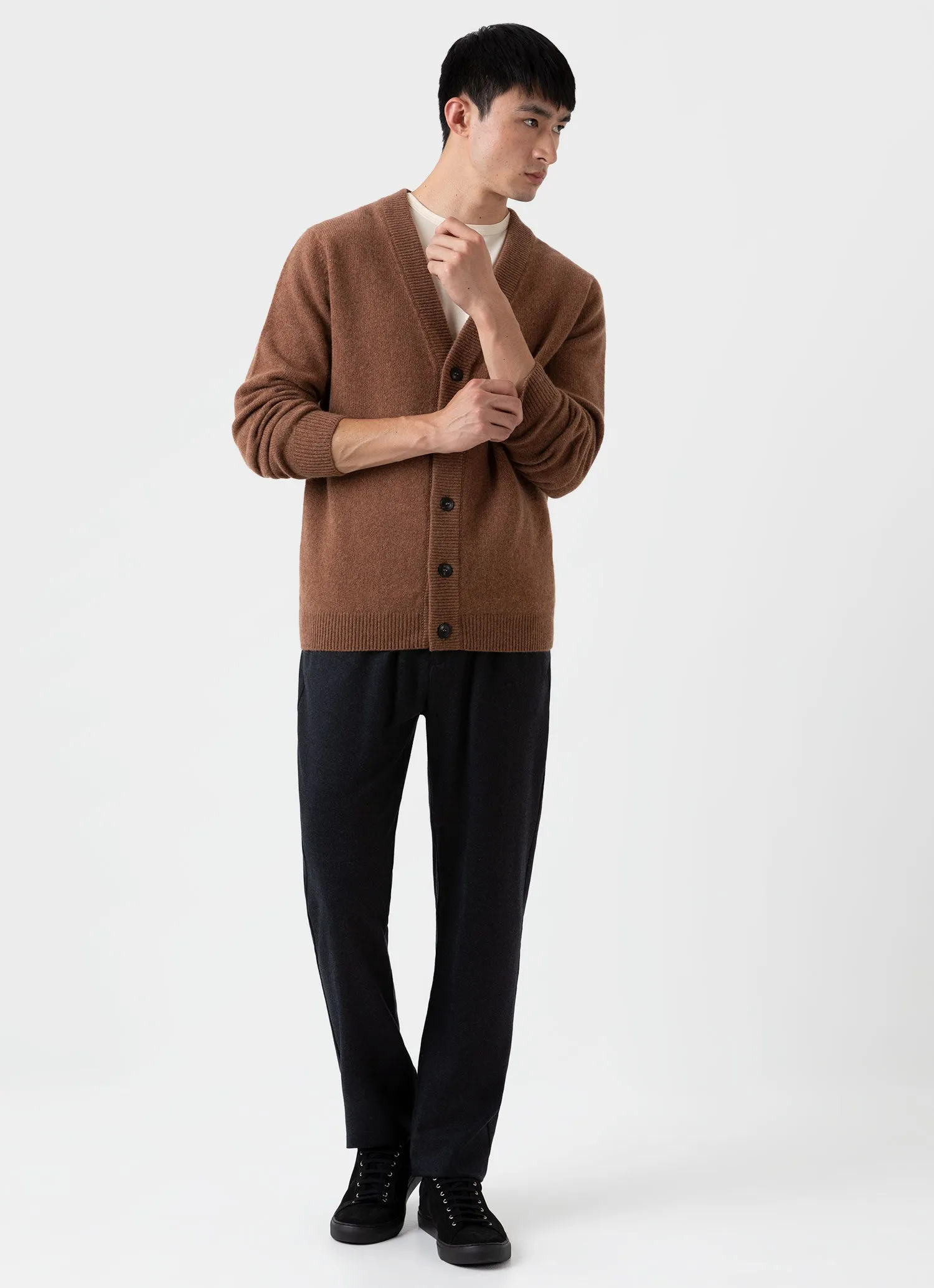 Men's Lambswool Cardigan in Pecan sold by Sunspel product image thumbnail 2