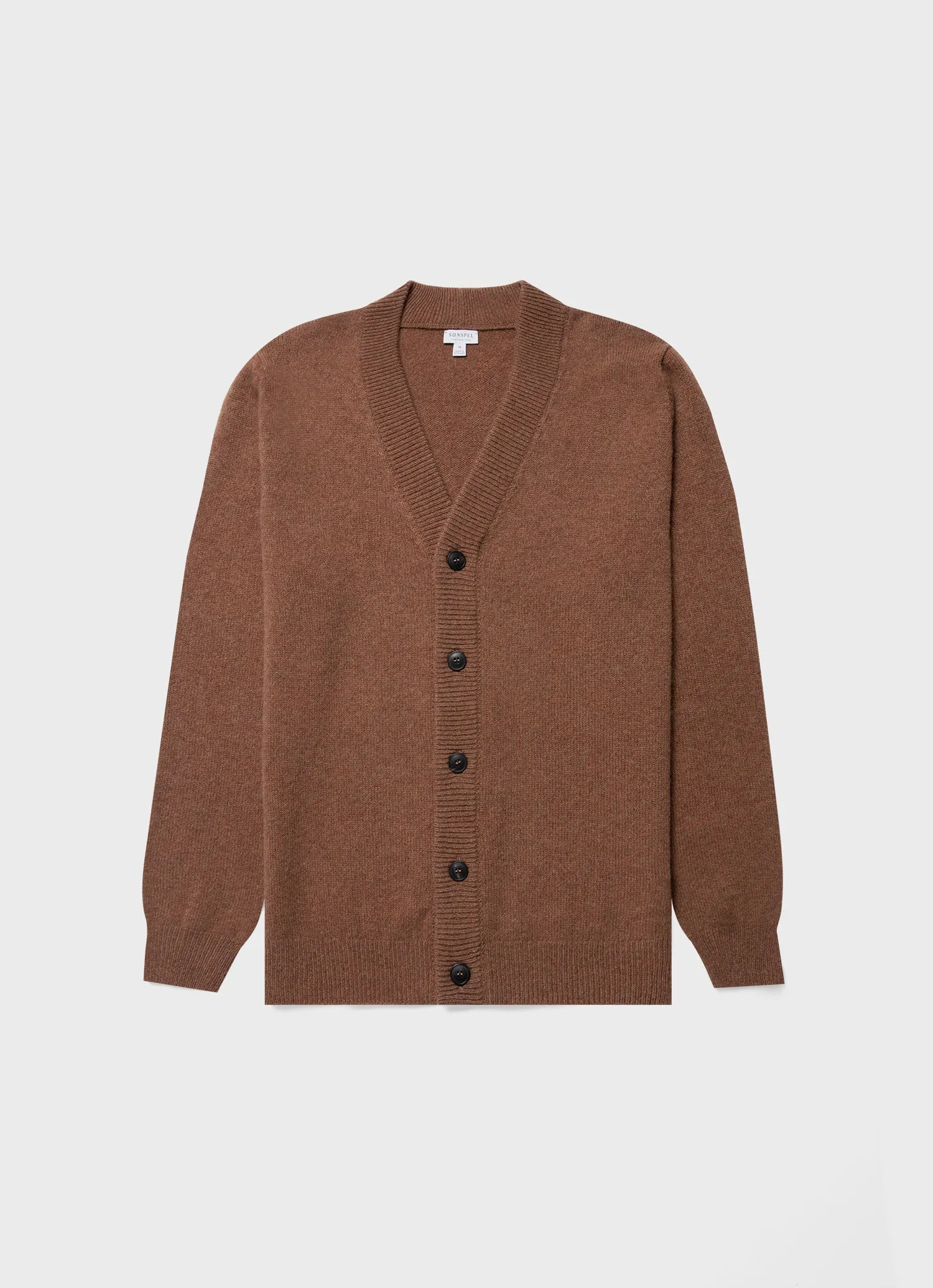 Men's Lambswool Cardigan in Pecan sold by Sunspel