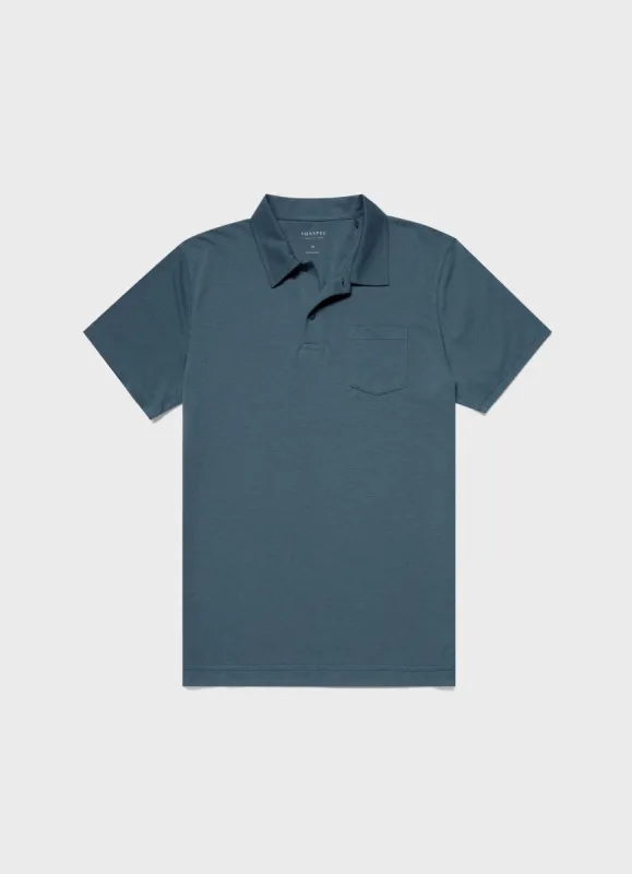 Men's DriRelease Active Polo Shirt in Dark Petrol sold by Sunspel