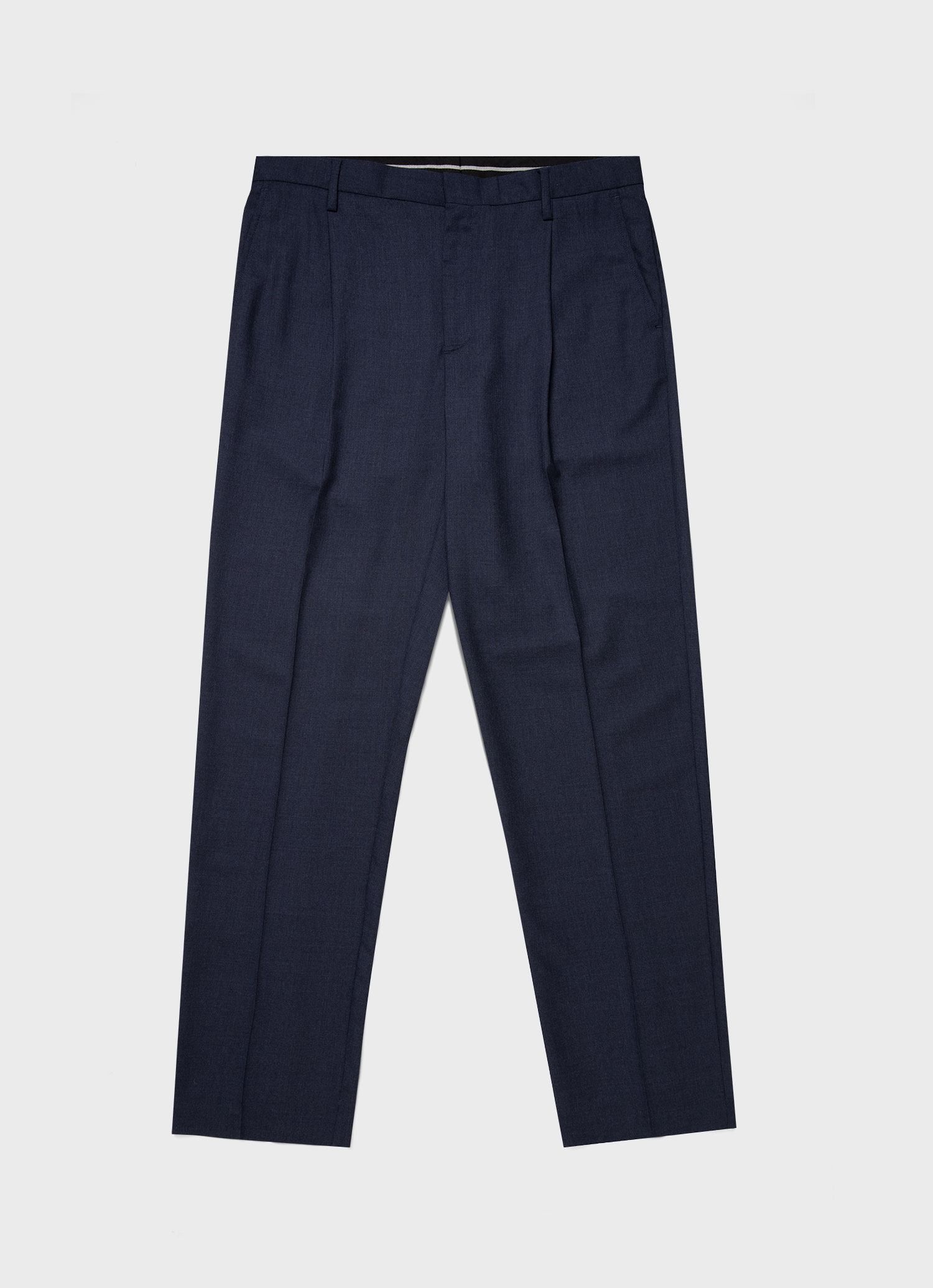 Men's Pleated Wool Trouser in Navy Melange sold by Sunspel