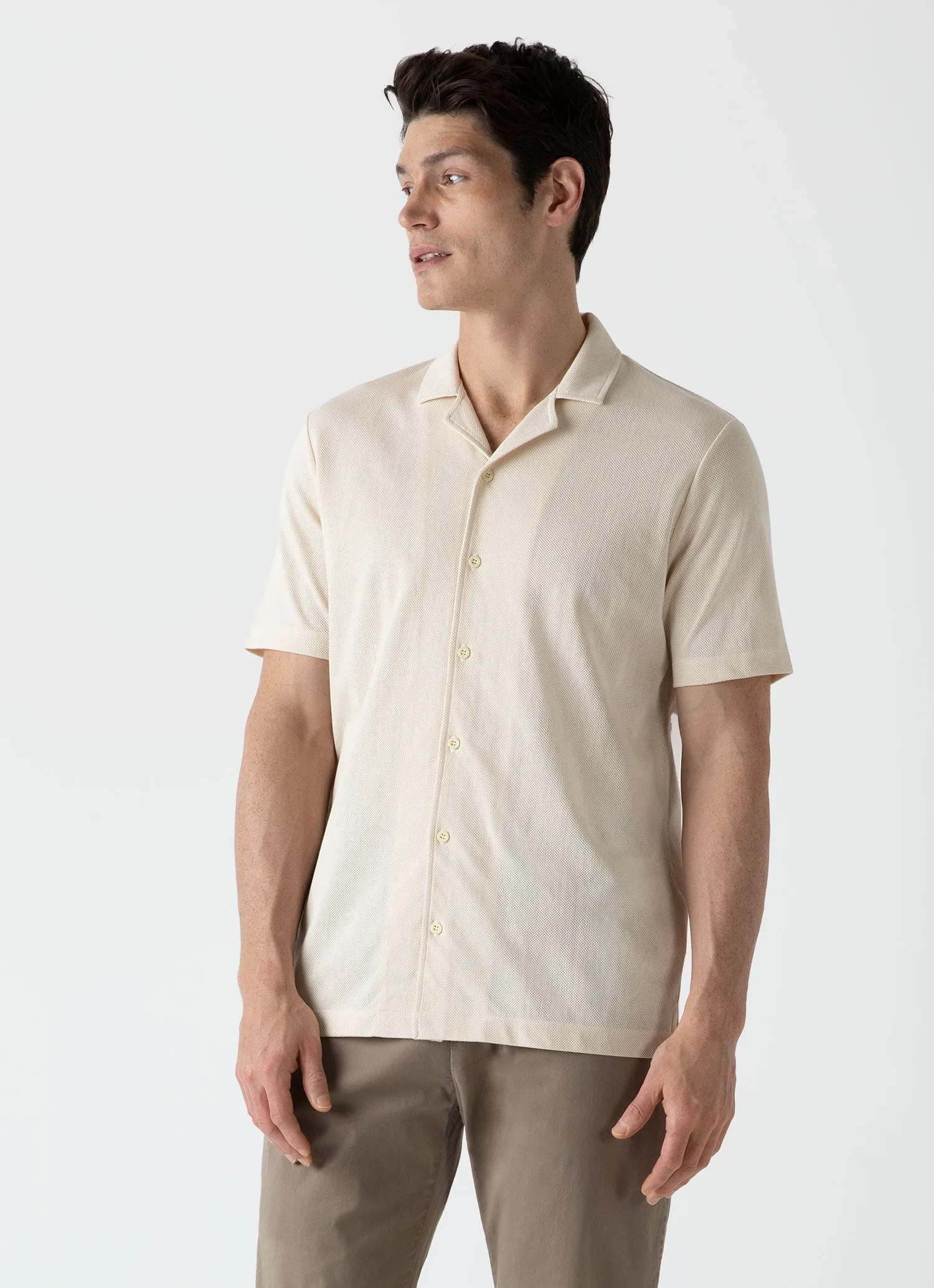 Men's Mr Porter Short Sleeve Shirt in Undyed sold by Sunspel product image thumbnail 2