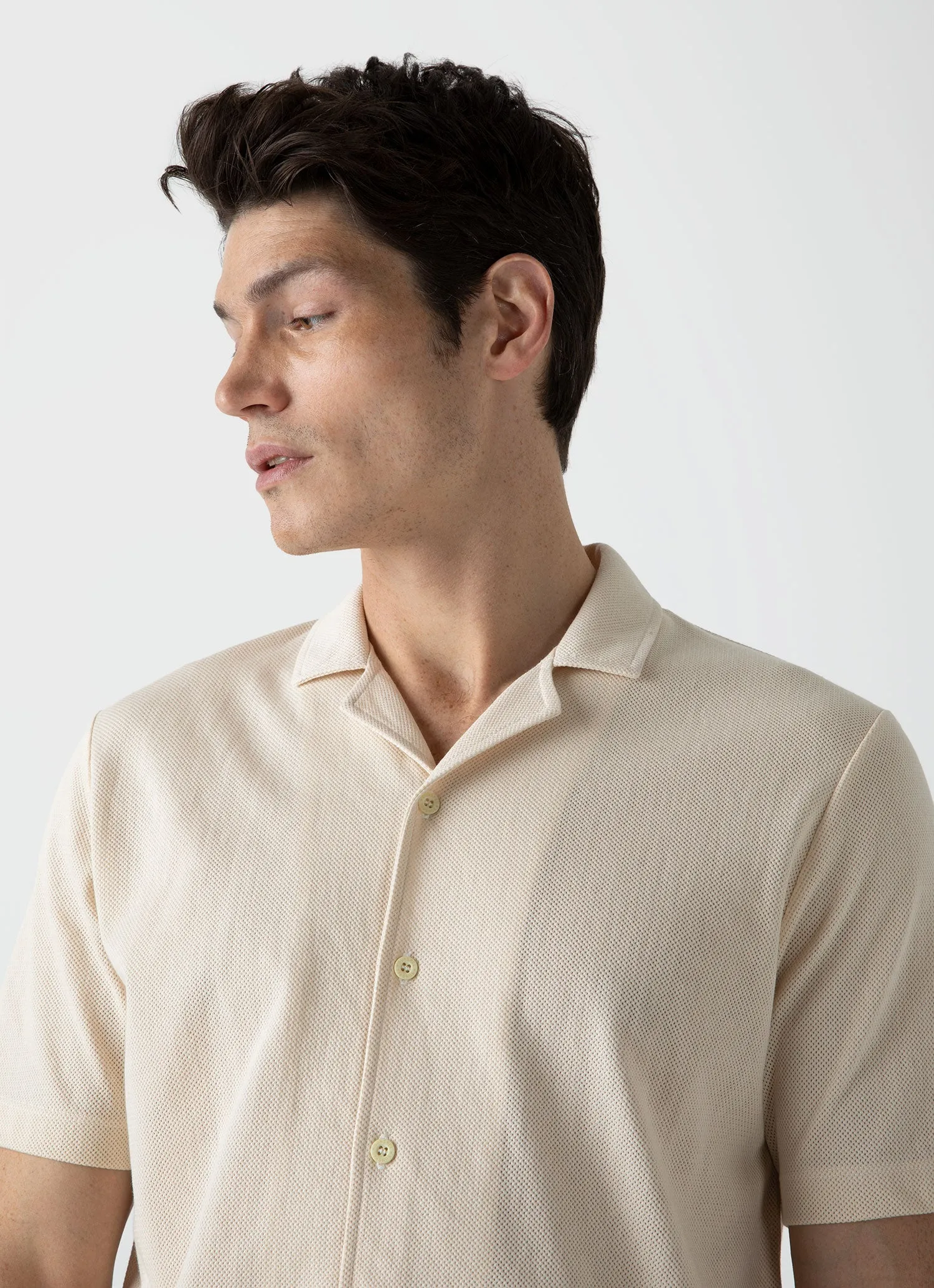 Men's Mr Porter Short Sleeve Shirt in Undyed sold by Sunspel product image thumbnail 5
