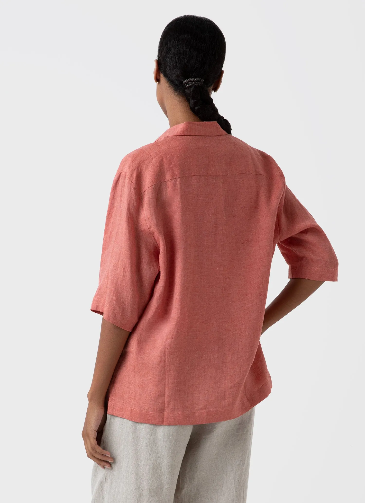 Women's Short Sleeve Linen Shirt in Burnt Sienna sold by Sunspel product image thumbnail 4