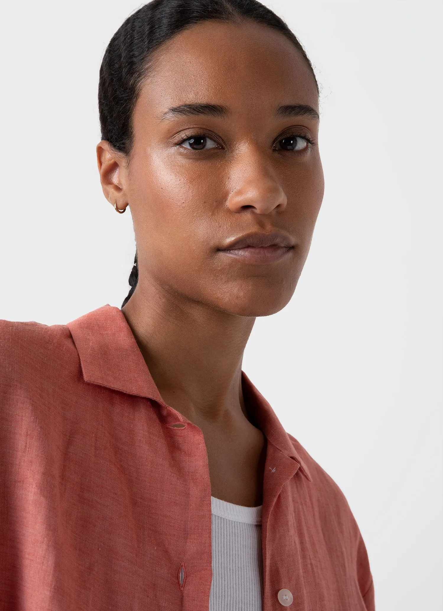 Women's Short Sleeve Linen Shirt in Burnt Sienna sold by Sunspel product image thumbnail 2