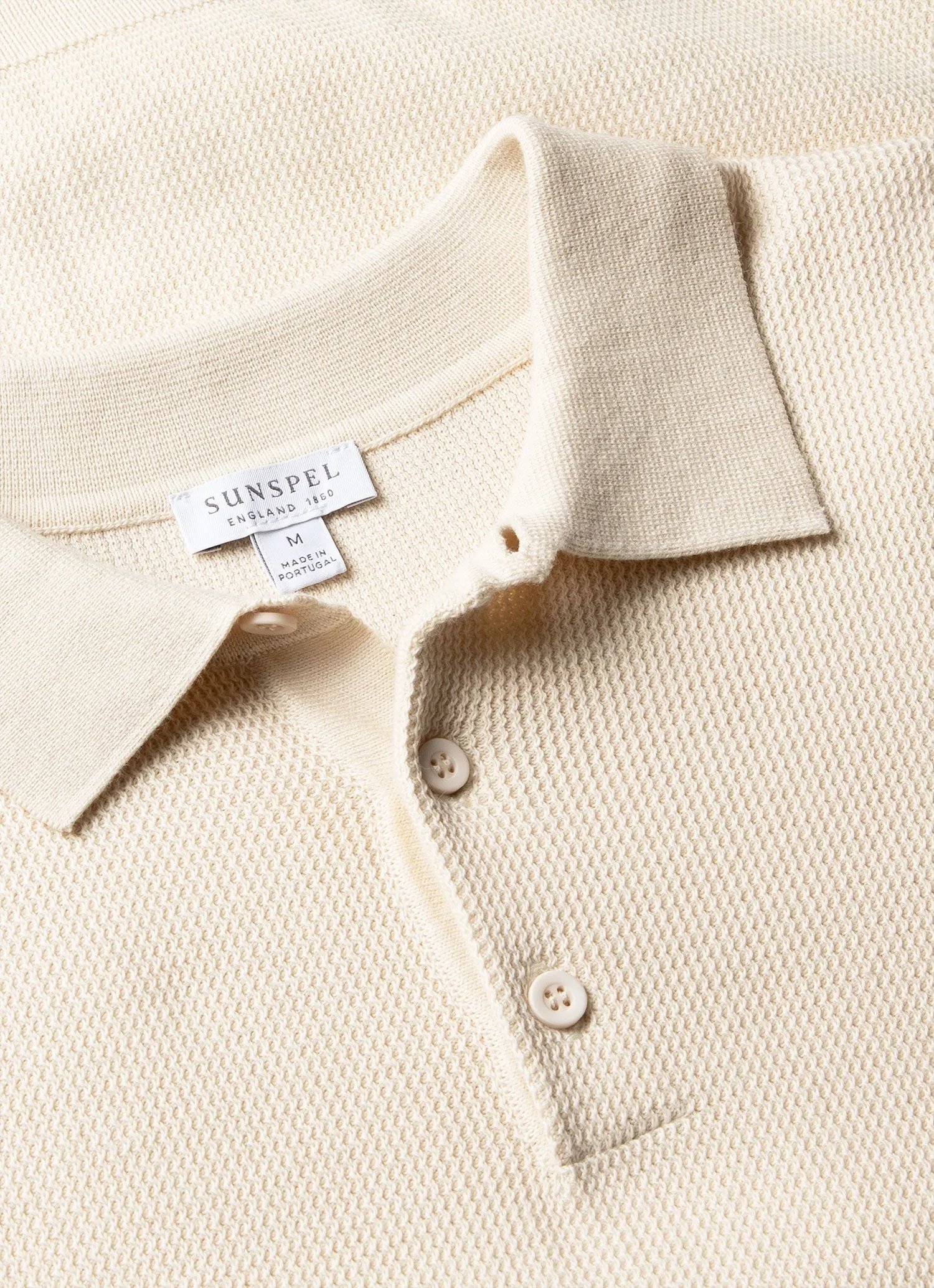 Men's Sunspel x MR PORTER Racked Stitch Polo Shirt in Ecru sold by Sunspel product image thumbnail 4
