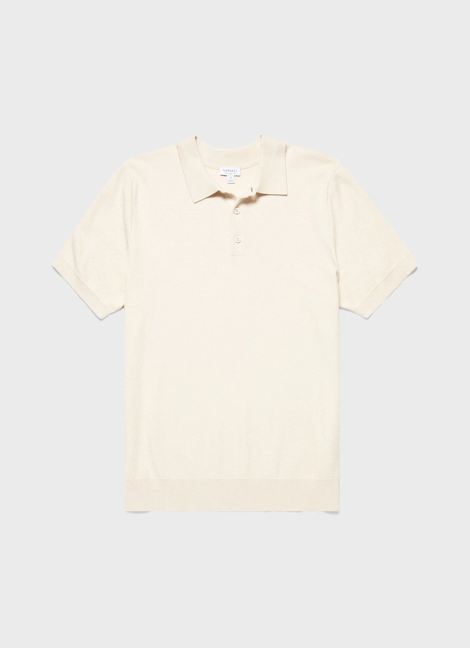 Men's Sunspel x MR PORTER Racked Stitch Polo Shirt in Ecru sold by Sunspel
