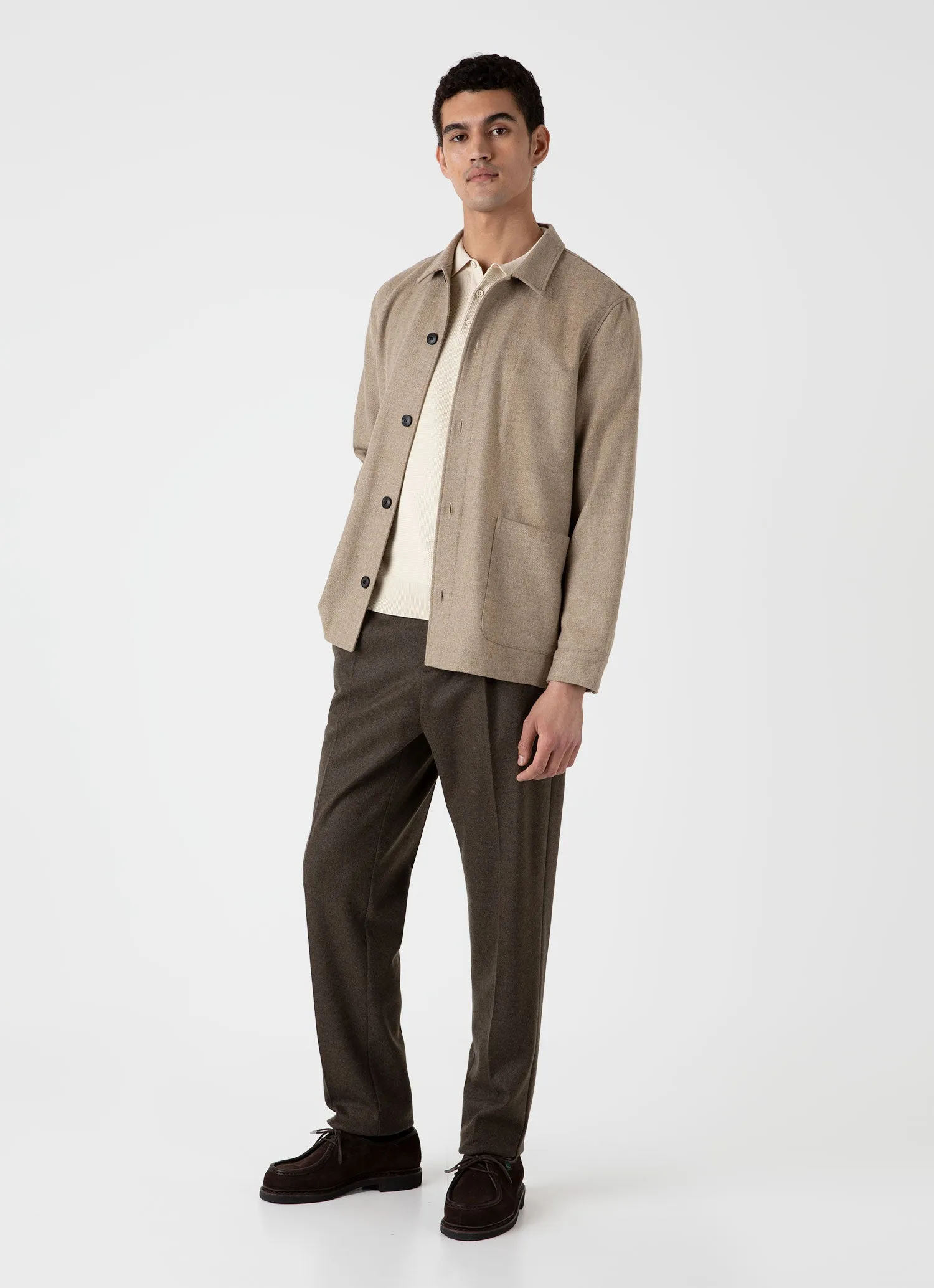 Men's Sunspel x MR PORTER Racked Stitch Polo Shirt in Ecru sold by Sunspel product image thumbnail 3