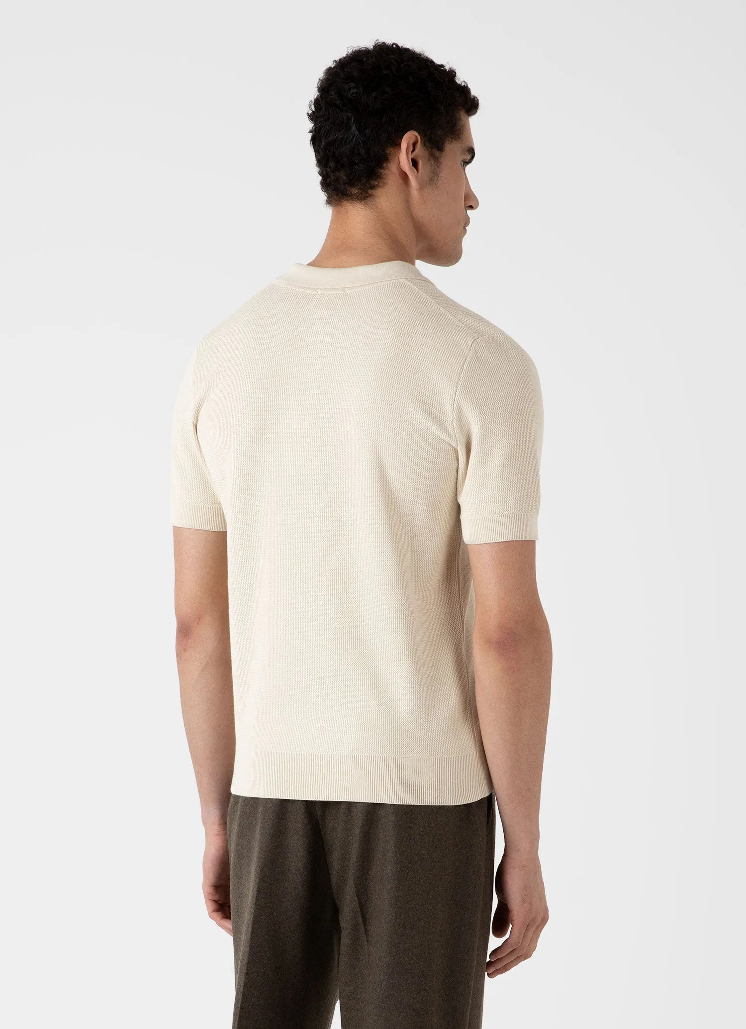 Men's Sunspel x MR PORTER Racked Stitch Polo Shirt in Ecru sold by Sunspel product image thumbnail 5