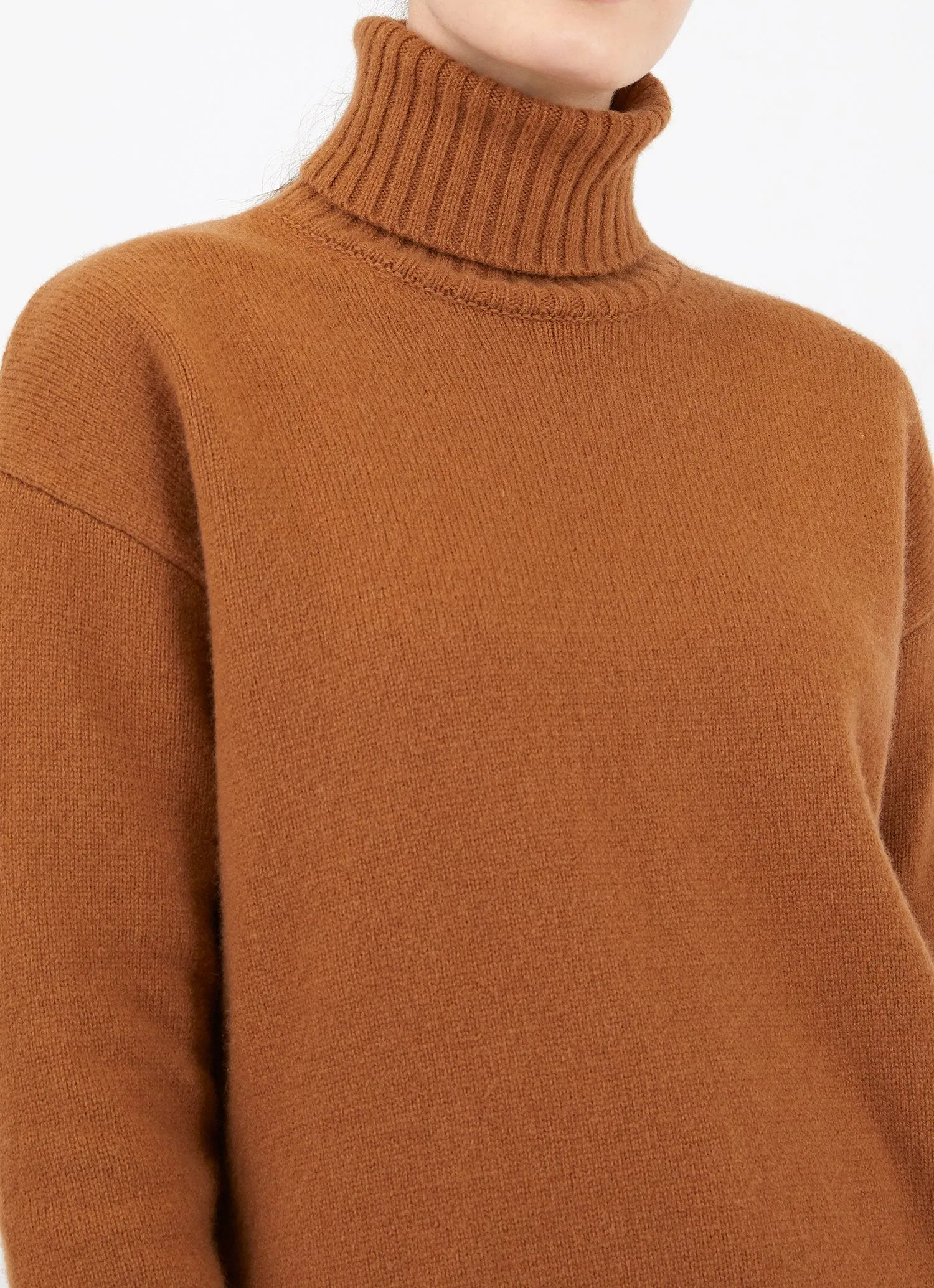 Women's Relaxed Roll Neck Jumper in Mushroom sold by Sunspel product image thumbnail 4
