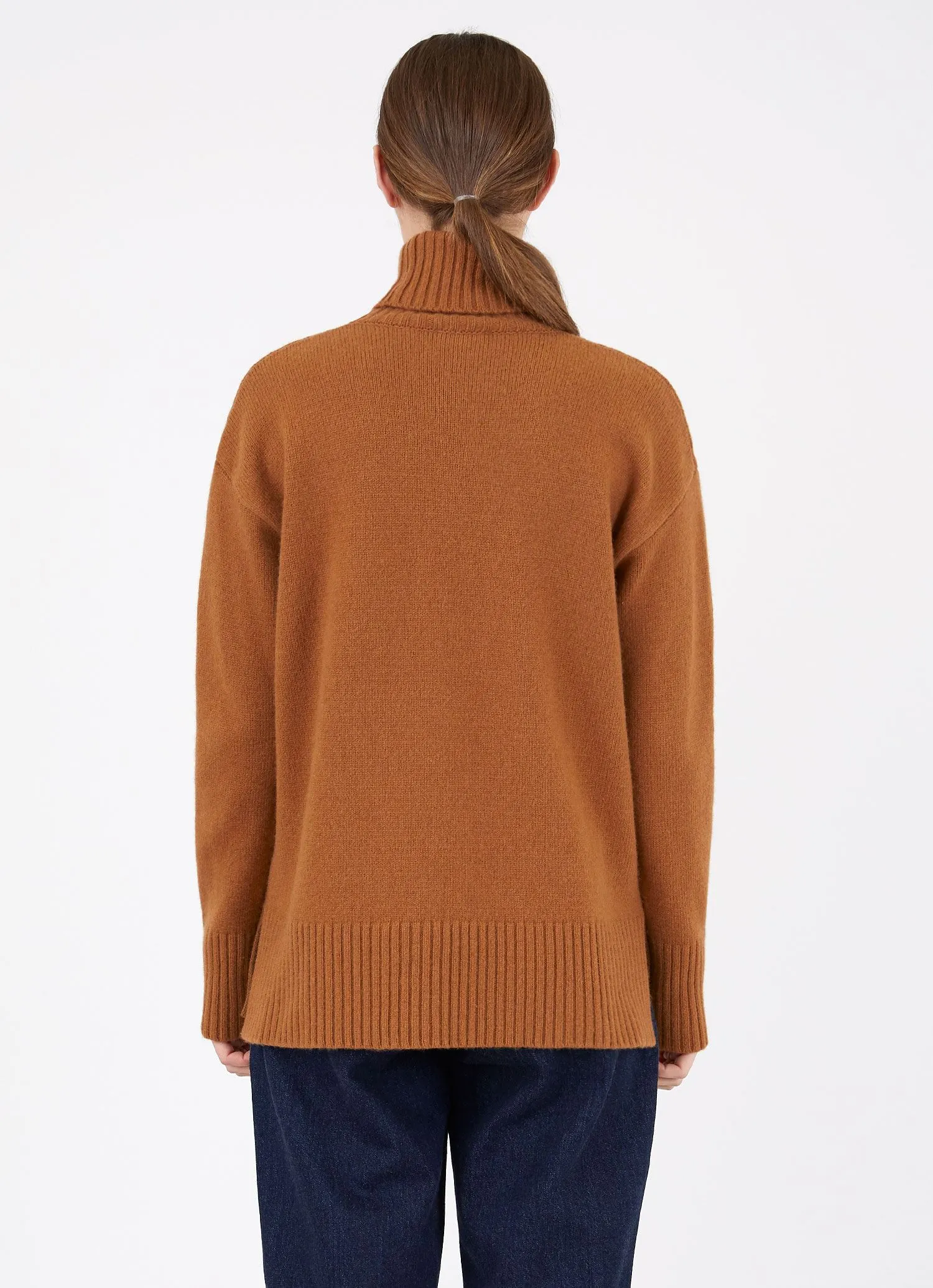 Women's Relaxed Roll Neck Jumper in Mushroom sold by Sunspel product image thumbnail 3