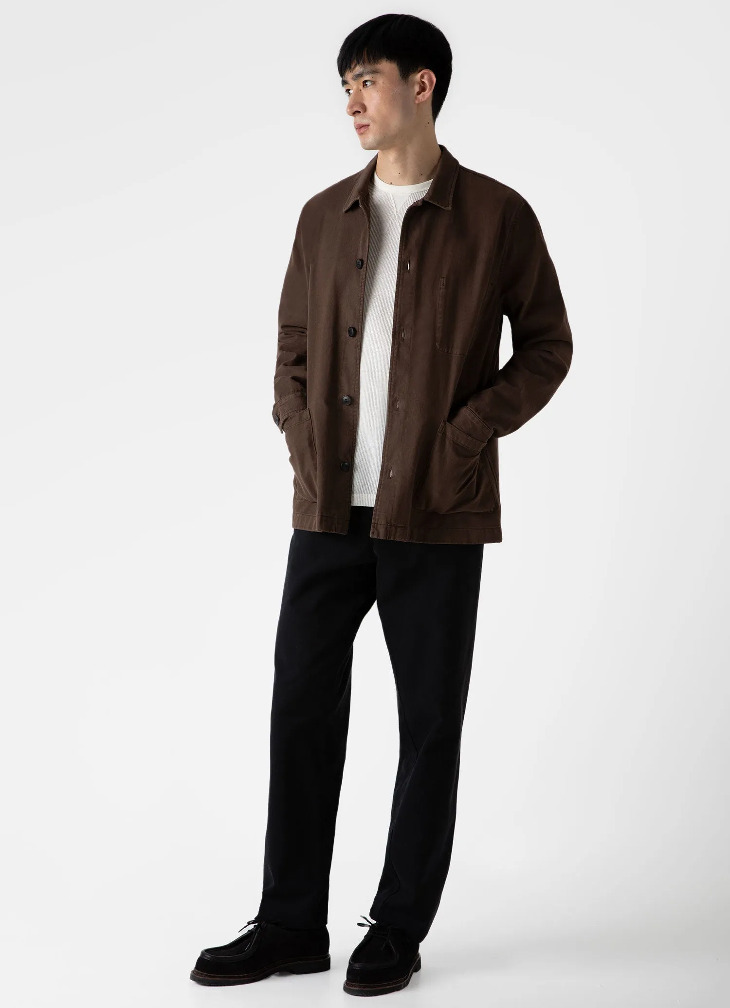 Men's Long Sleeve Waffle T-shirt in Ecru sold by Sunspel product image thumbnail 3
