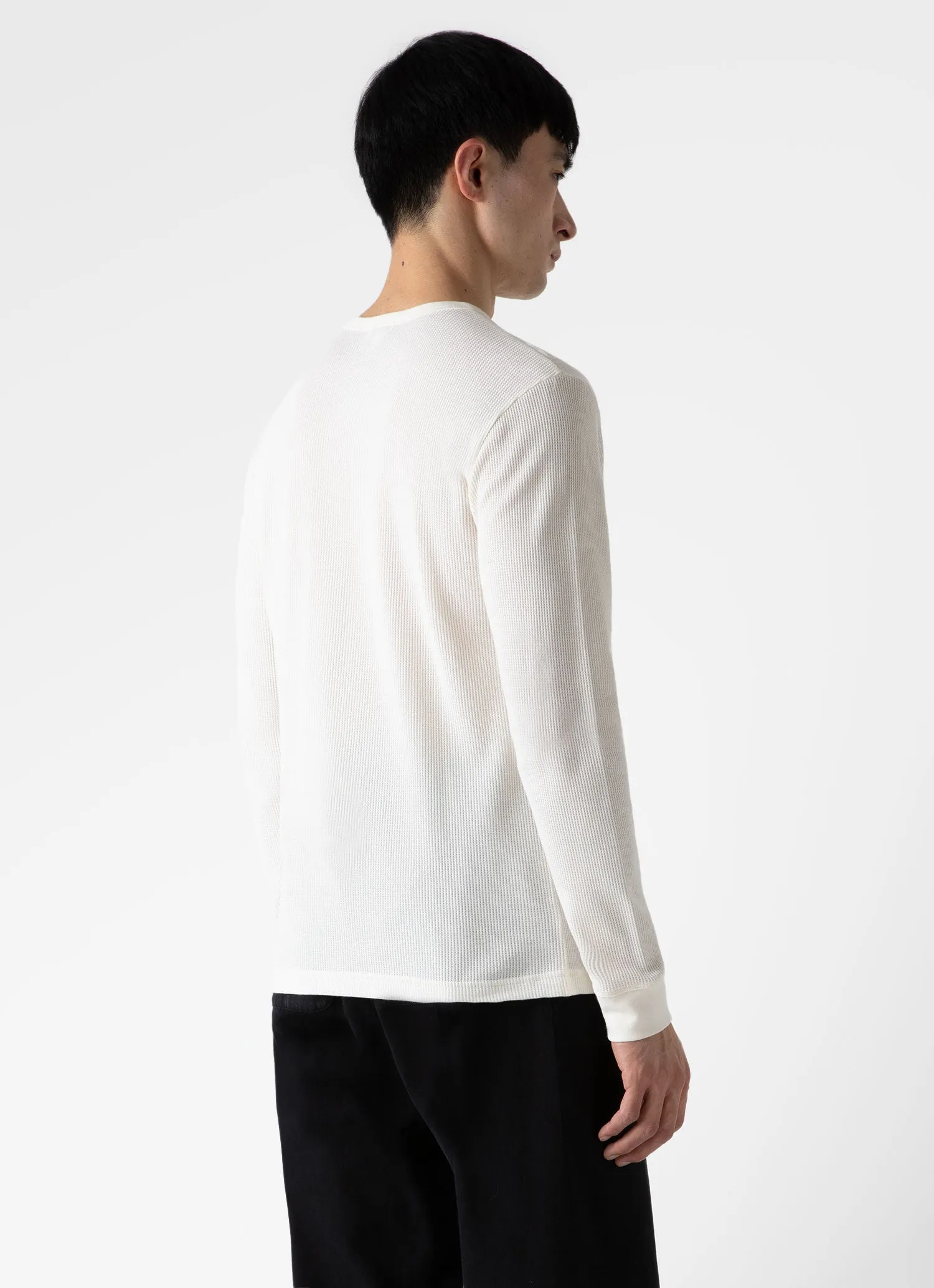 Men's Long Sleeve Waffle T-shirt in Ecru sold by Sunspel product image thumbnail 5